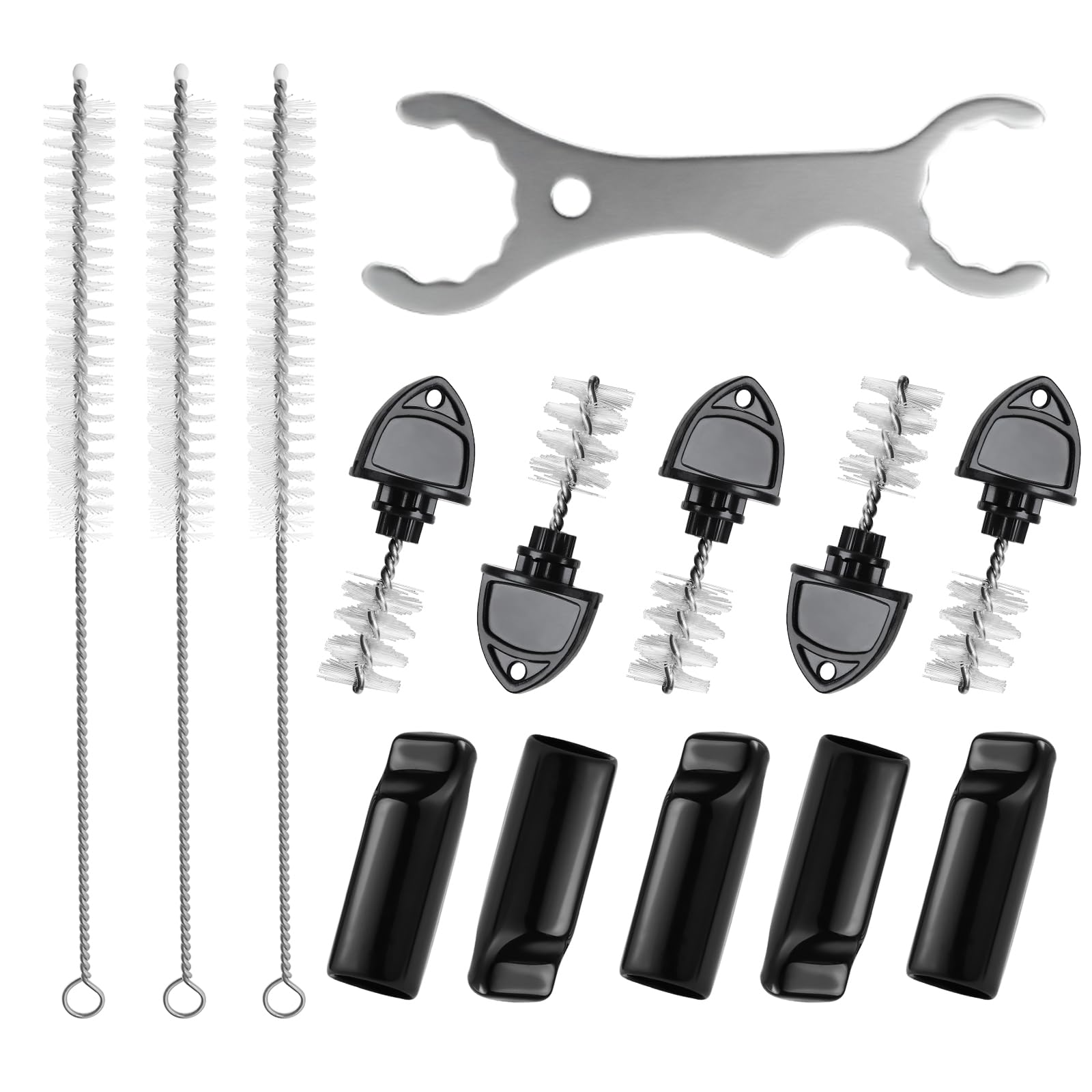 5PCS Beer Keg Tap Plugs & Covers, 3PCS Cleaning Brushes & Wrench Kit – Draft Beer Faucet Plug Set for Kegerator Maintenance & Home Brewing Accessories