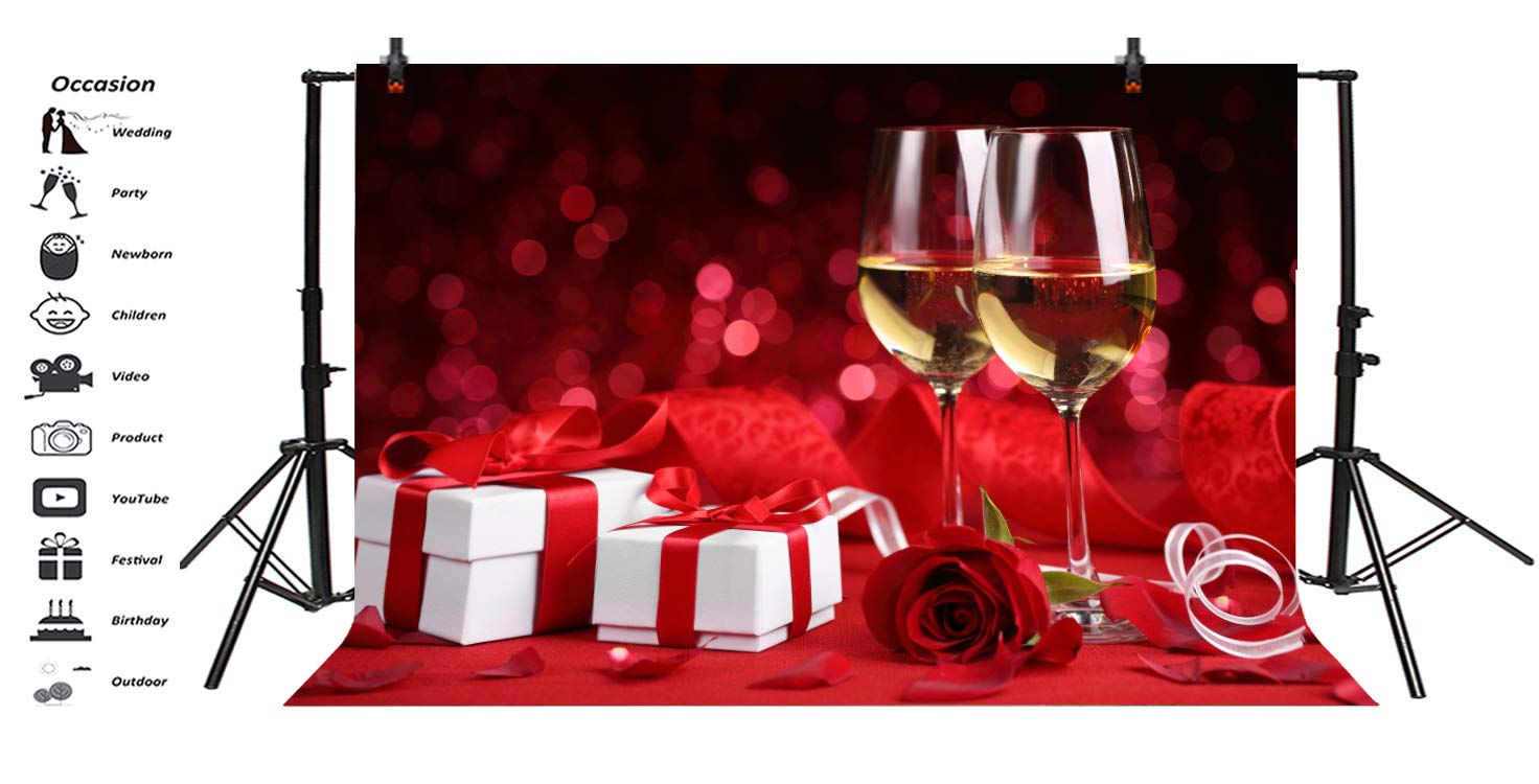 Yeele 5x3ft Valentine's Day Photography Backdrop - Romantic Wine Themed Background for Photo Booth, Wedding Anniversary, Couple Photos & Party Decor - Perfect for Studio Shoots, Surprise Proposals & February 14 Celebrations