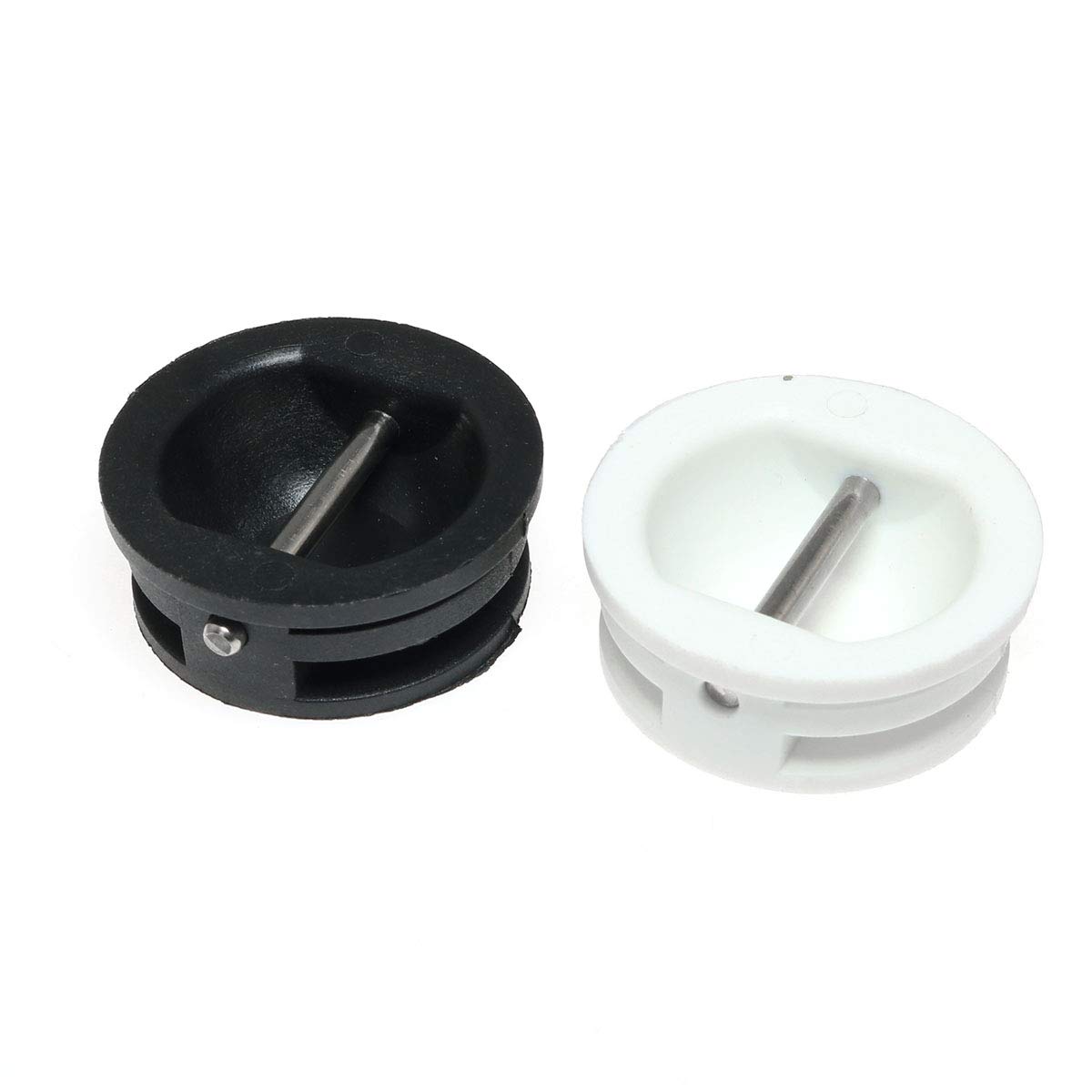 2pcs Surfboard Leash Plugs - White & Black Professional Surfboard Accessories for Surfing, Bodyboarding & Water Sports