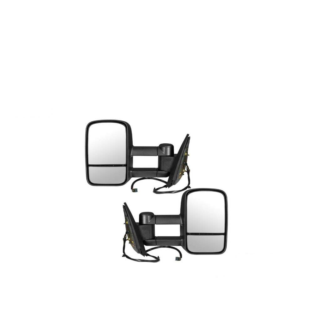 Power Heated Textured Black Tow Mirror Pair Set TR00012 - Durable & Stylish Replacement for Trucks & SUVs - Perfect for Towing, Night Driving & Extreme Weather Conditions