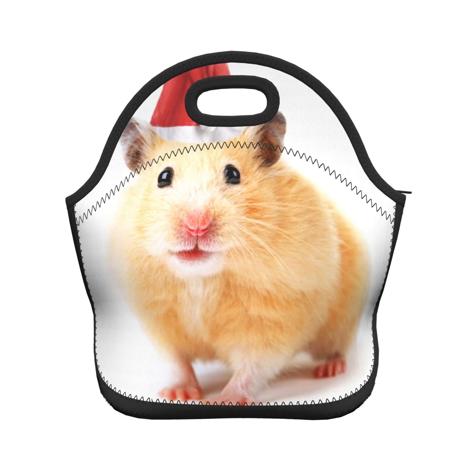 Insulated Christmas Hamster Lunch Bag for Women & Men - Reusable Tote Lunch Box for Work, School & Picnics | Cute Holiday Lunch Container