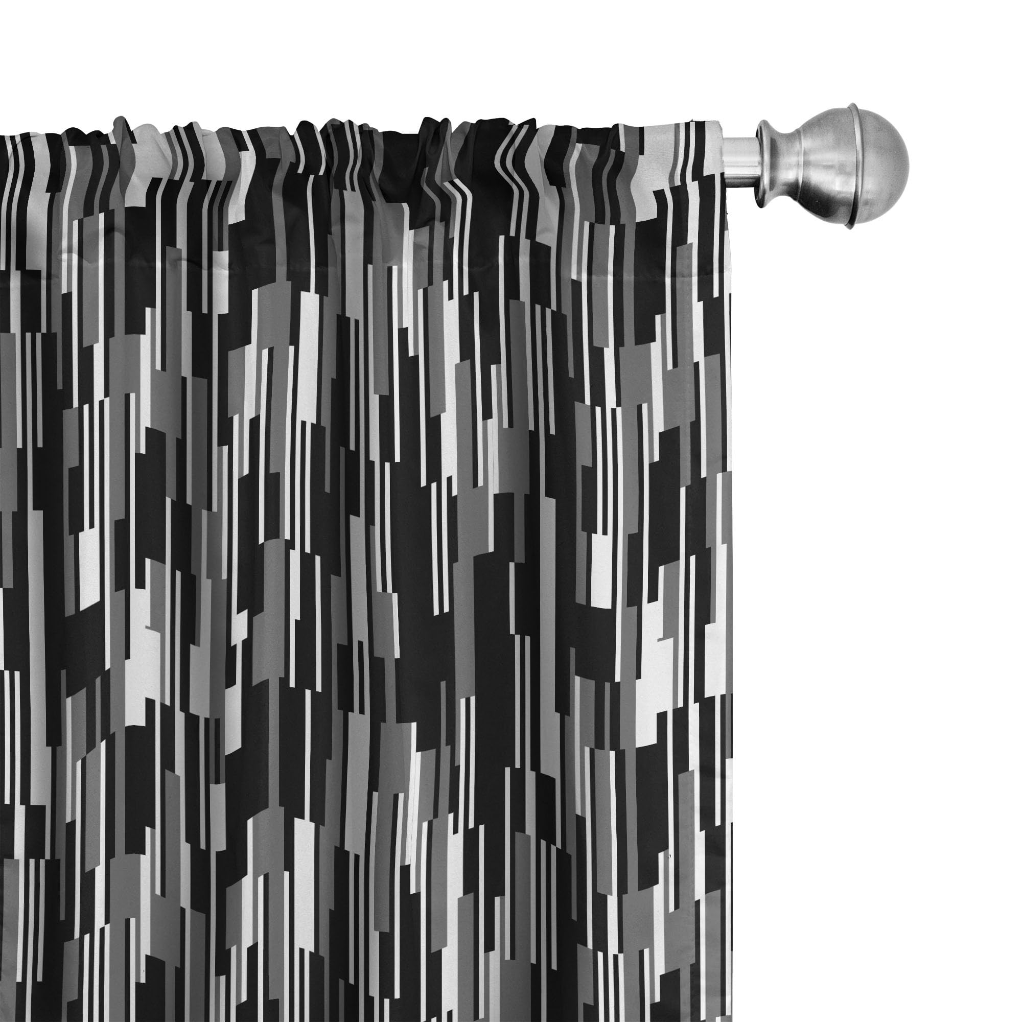 Ambesonne Black and White Barcode Pattern Window Curtains - Lightweight Vertical Stripes in Grayscale, 2-Panel Set with Rod Pocket (28