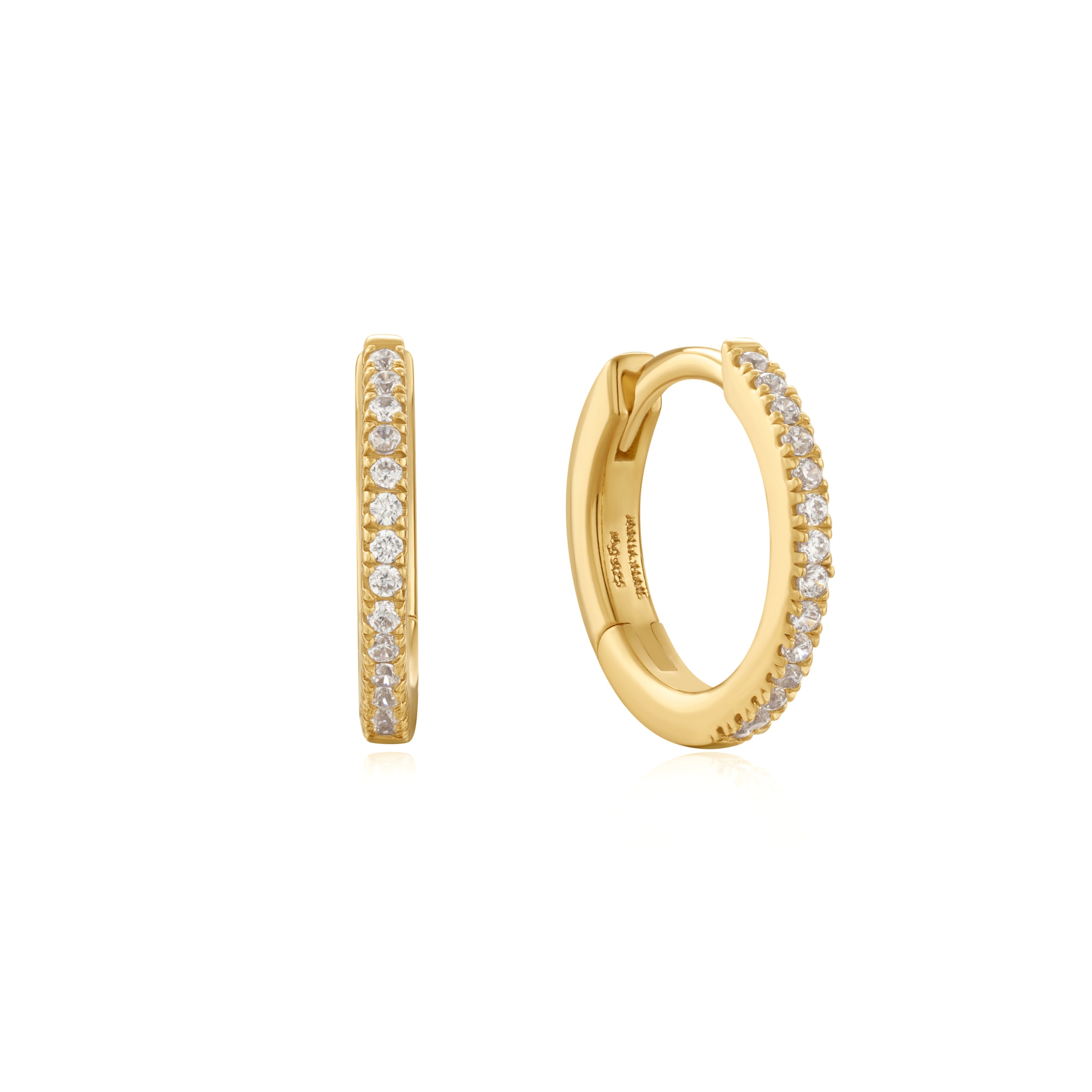 14K Gold Classic Pavé Huggie Hoop Earrings for Women - Perfect for Parties, Weddings & Everyday Elegance