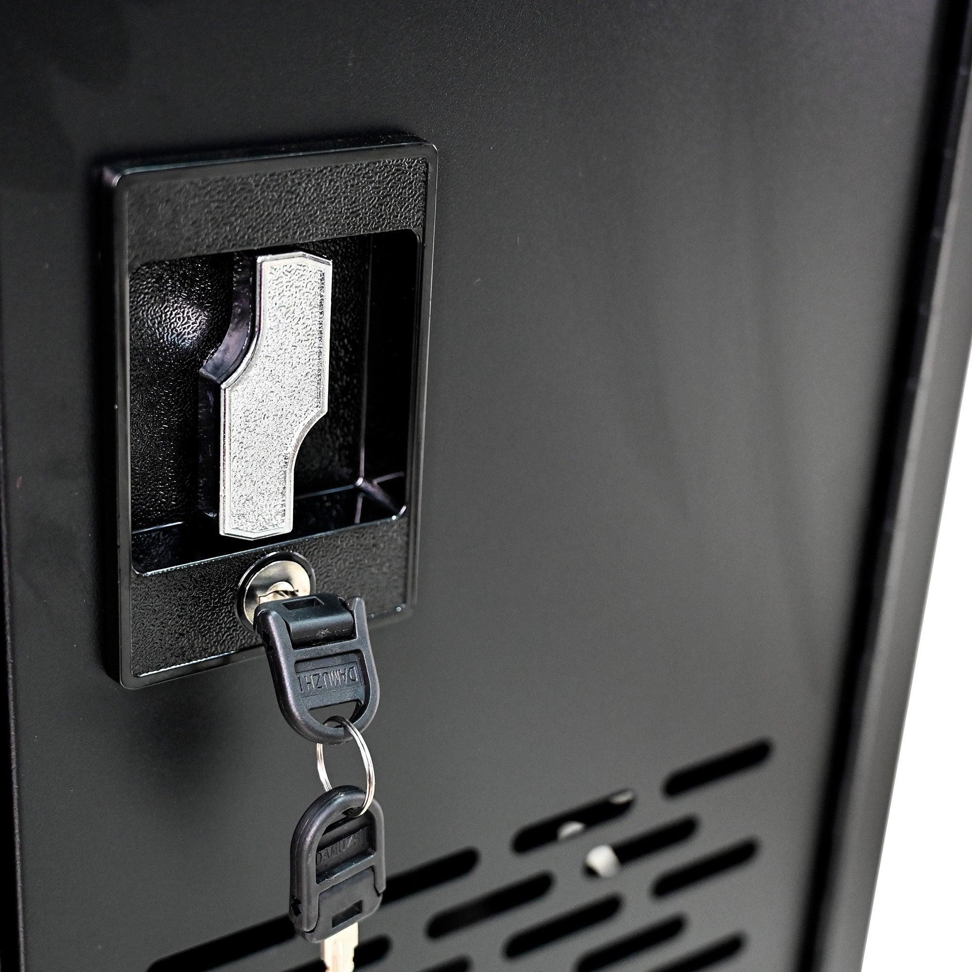 16-Compartment Locking Charging Station for Laptops & Chromebooks - Secure Black Storage Cabinet for Schools, Offices & Libraries