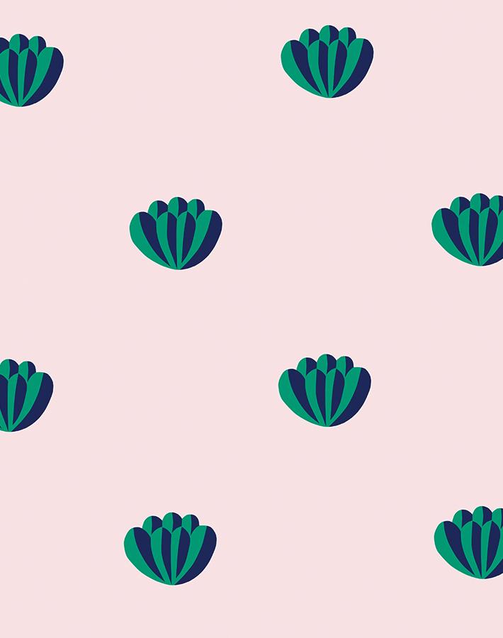 Clare V. 'Lotus' Navy & Shell Wallpaper - Premium Peel & Stick Wallpaper for Bedroom, Living Room, and Nursery Decor