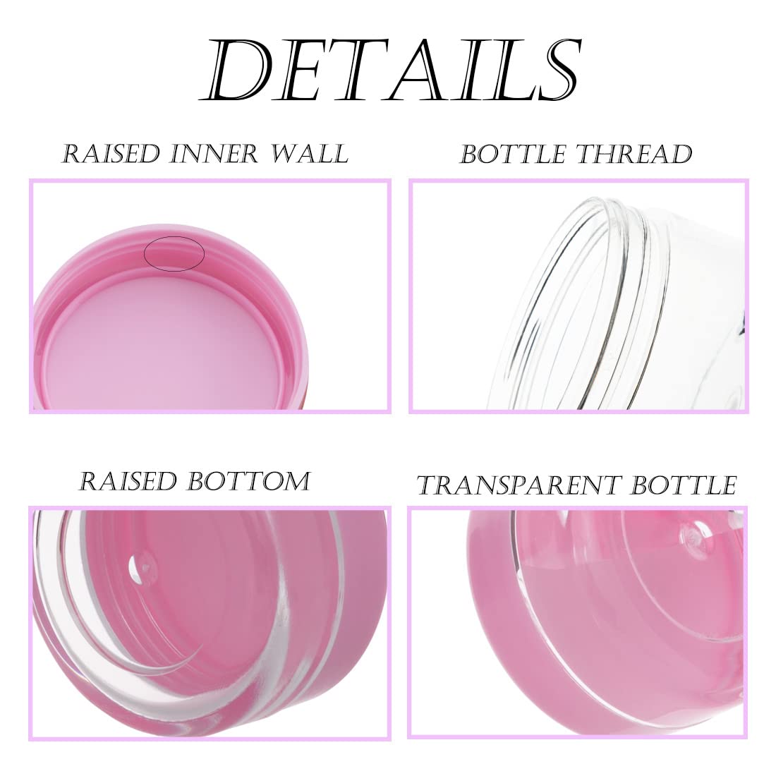 ZEJIA 10 Gram Refillable Empty Sample Jars with Lids - 40 Count Small Plastic Cosmetic Containers for Makeup, Skincare, Travel & DIY (Pink) - Perfect for Samples, Creams, Salves & Beauty Products