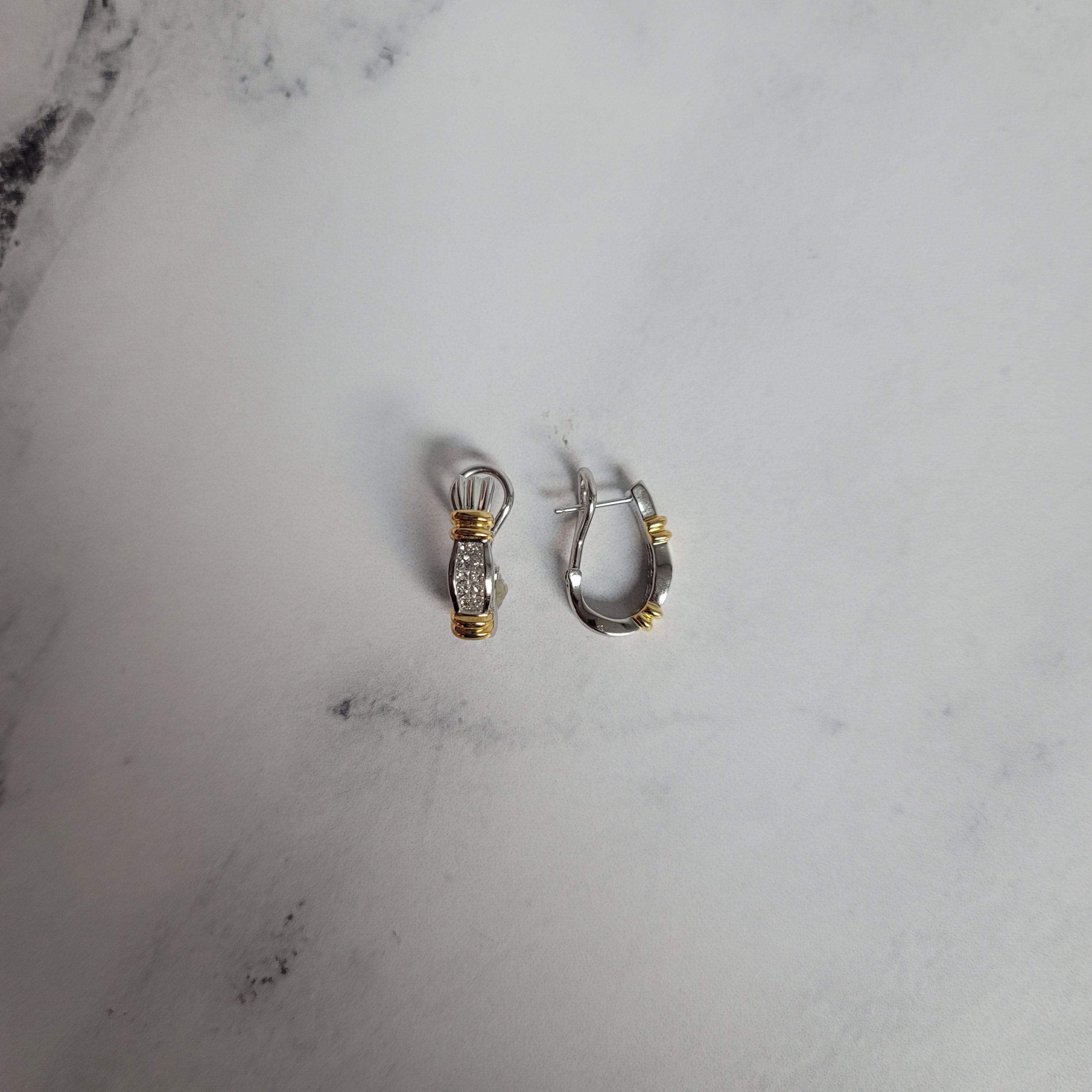 14K Two-Tone Gold Diamond Clip-On Earrings 0.55cttw - Elegant & Comfortable Non-Pierced Ear Jewelry for Parties, Weddings & Special Occasions
