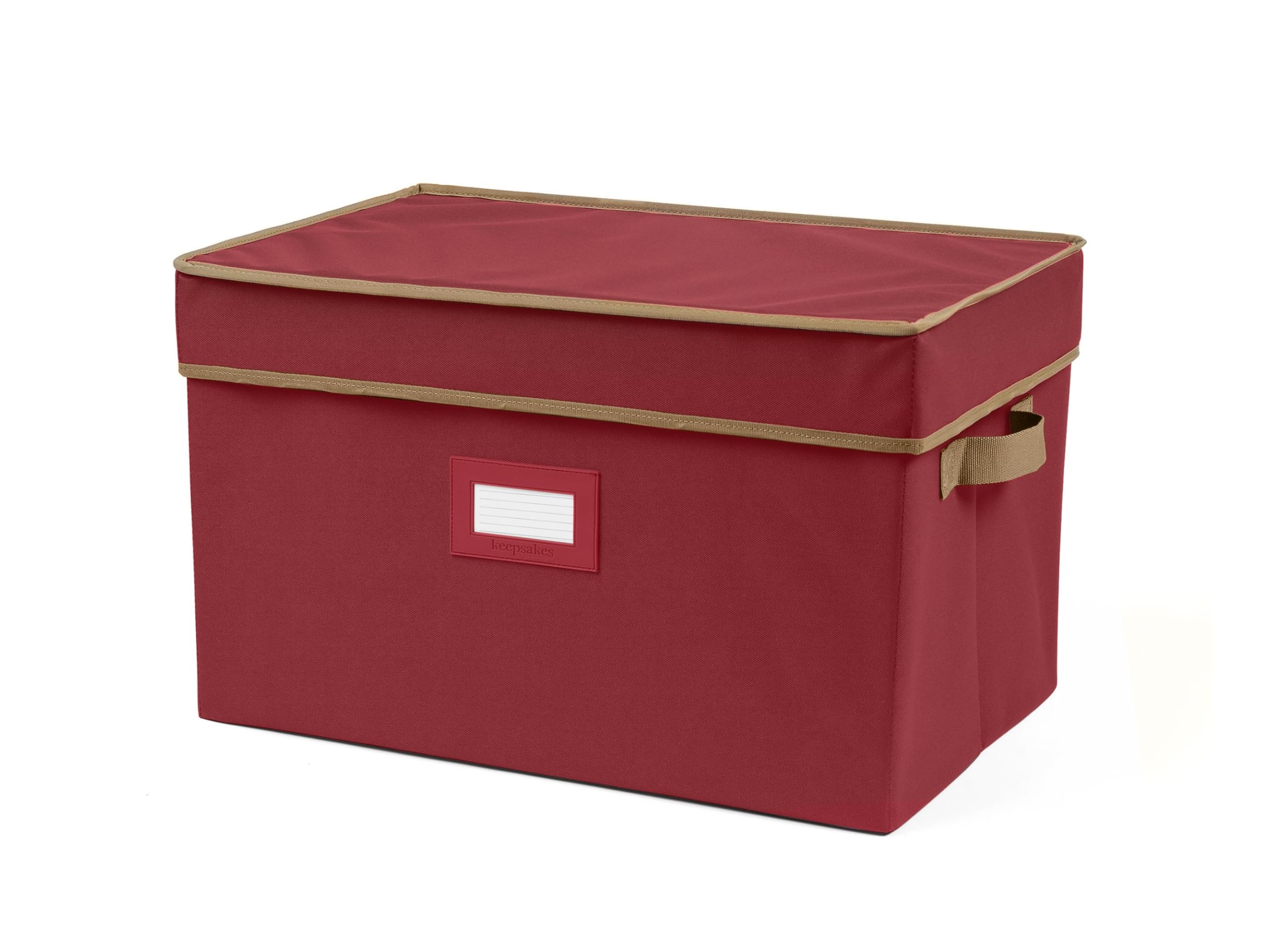 Covermates Keepsakes Storage Box - Heavy Duty Polyester Organizer with Reinforced Handles & ID Window - Perfect for Closet, Attic, or Underbed Storage - Red