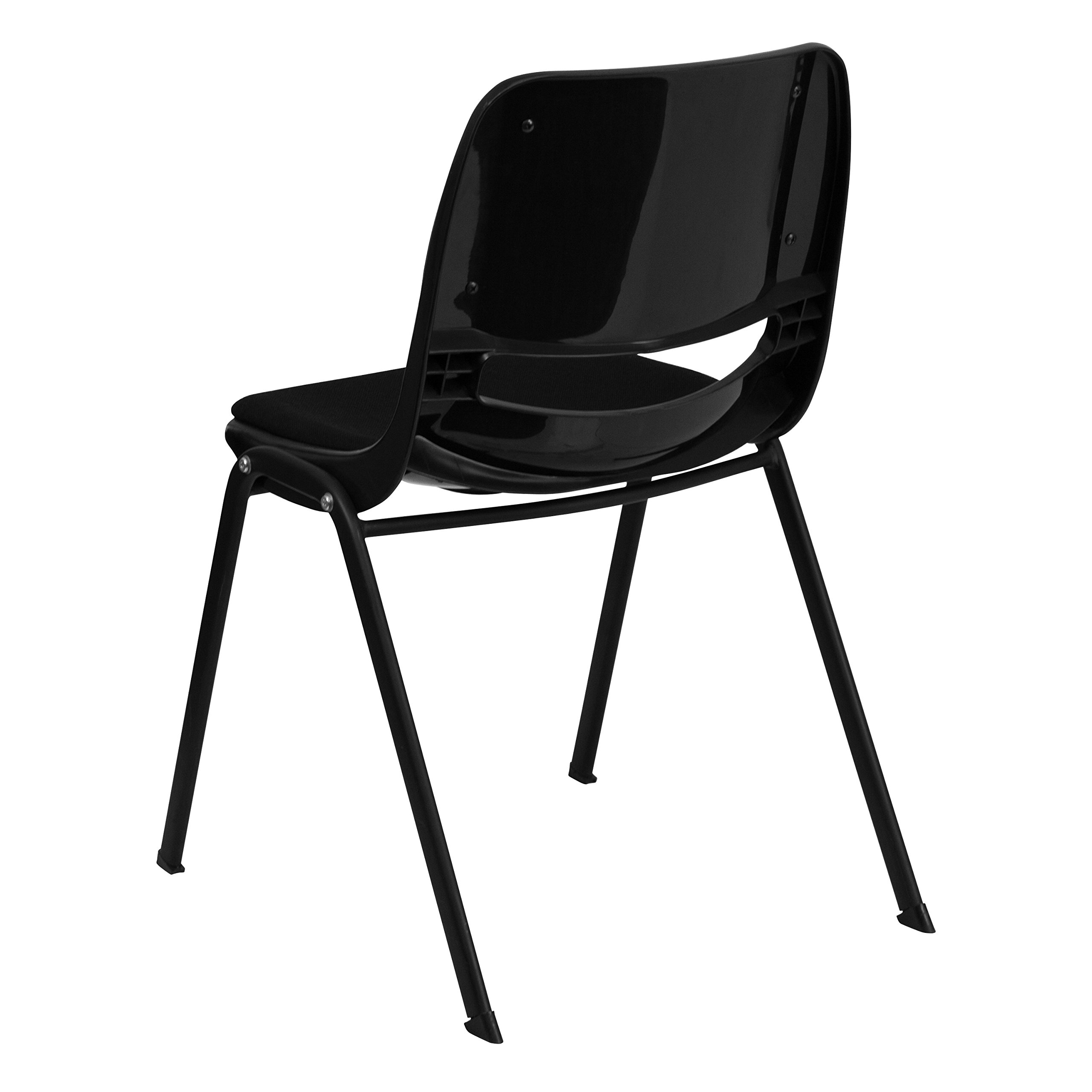 EMMA + OLIVER Black Padded Ergonomic Shell Student Stacking Chair - Comfortable Classroom Chair, Guest Chair for Home Office, School & Conference Room Use