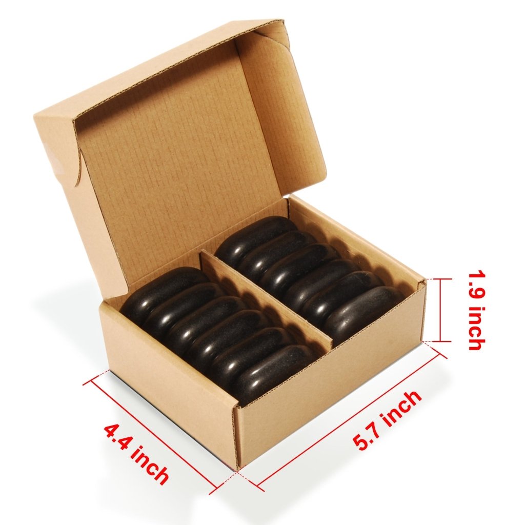 Premium Basalt Hot Stones for Massage - Medium Size Flat Oval Stones (12-Piece Set, 2.6