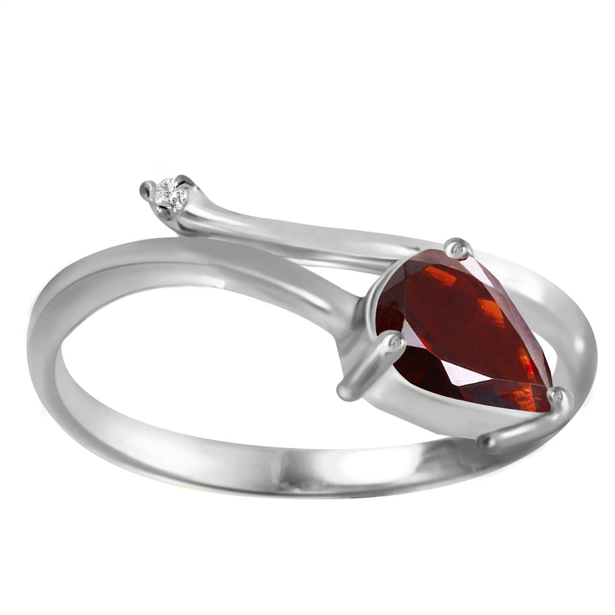 0.83 Carat 14K Solid White Gold Garnet Diamond Ring - Elegant Sunshine-Inspired Jewelry for Engagement, Anniversary & Special Occasions