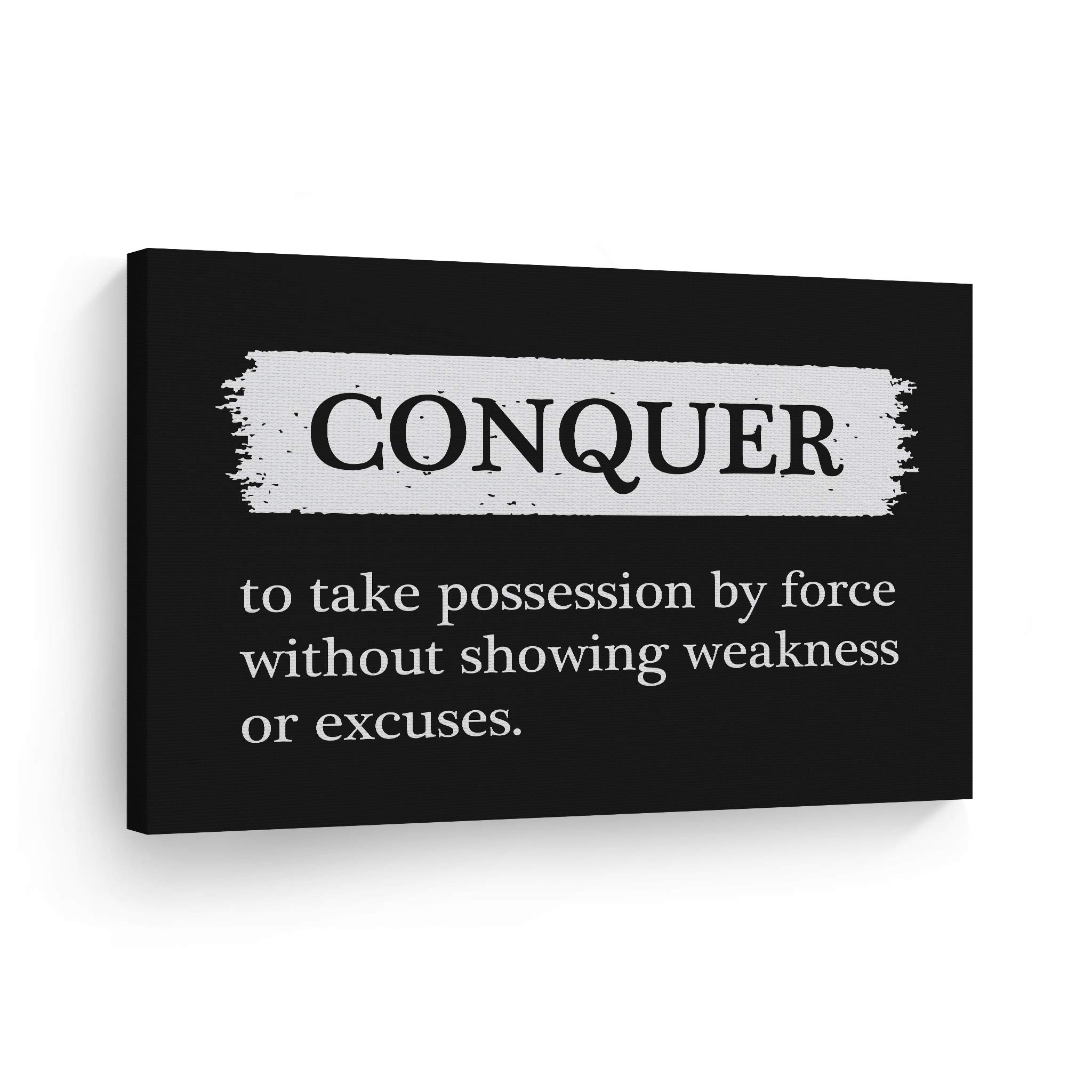 Conquer Definition Motivational Canvas Wall Art - Black & White Dictionary Quote Print for Office & Home Decor - Inspirational Entrepreneur Gift - Ready to Hang 30x40 - Perfect for Home Office, Study Room & Workspace Motivation