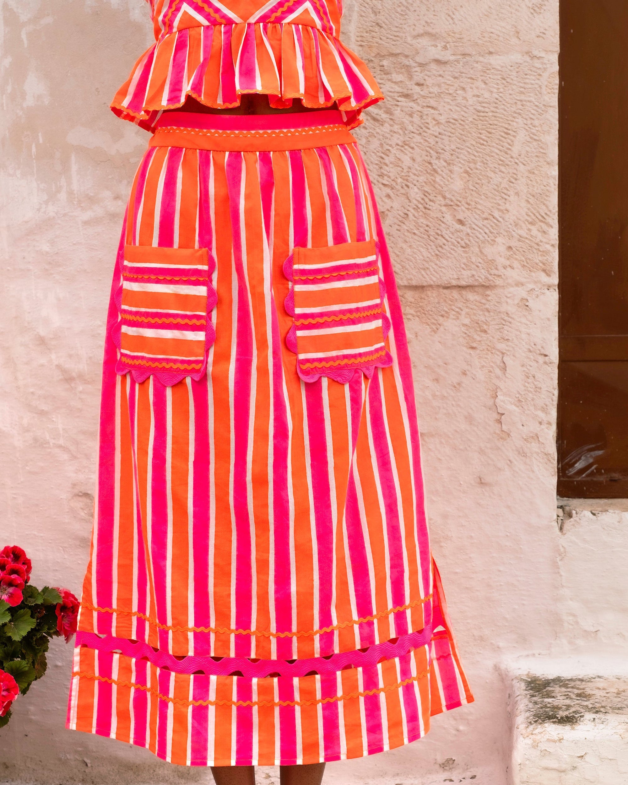 Stylish Pink City Prints Neon Puglia Skirt - Women's Fashion Skirt for Summer, Beach, and Party Wear