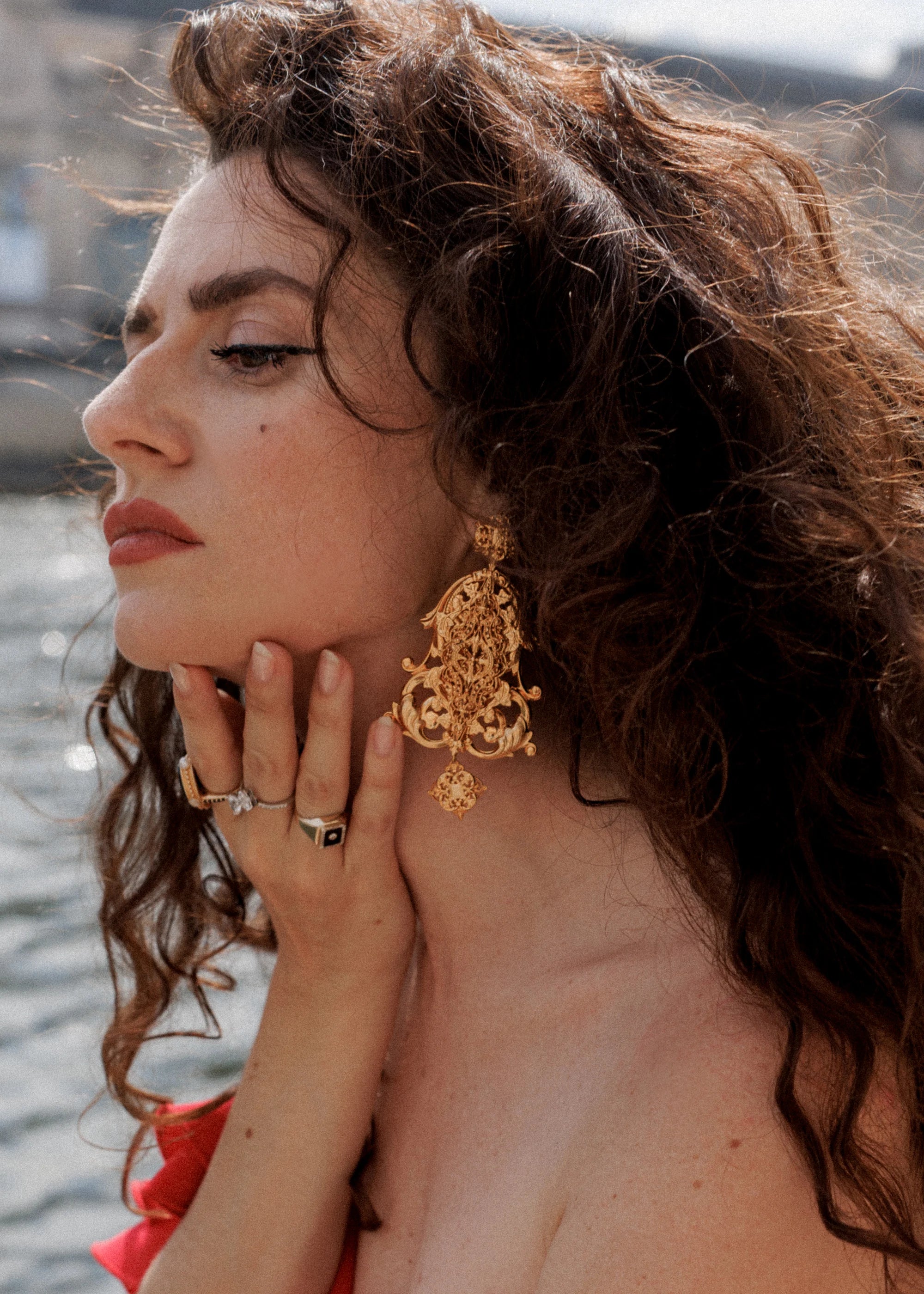 Jennifer Behr x Léanne Ansar Aimée Gold Earrings - Elegant Dangle Earrings for Women, Perfect for Weddings, Parties & Special Occasions