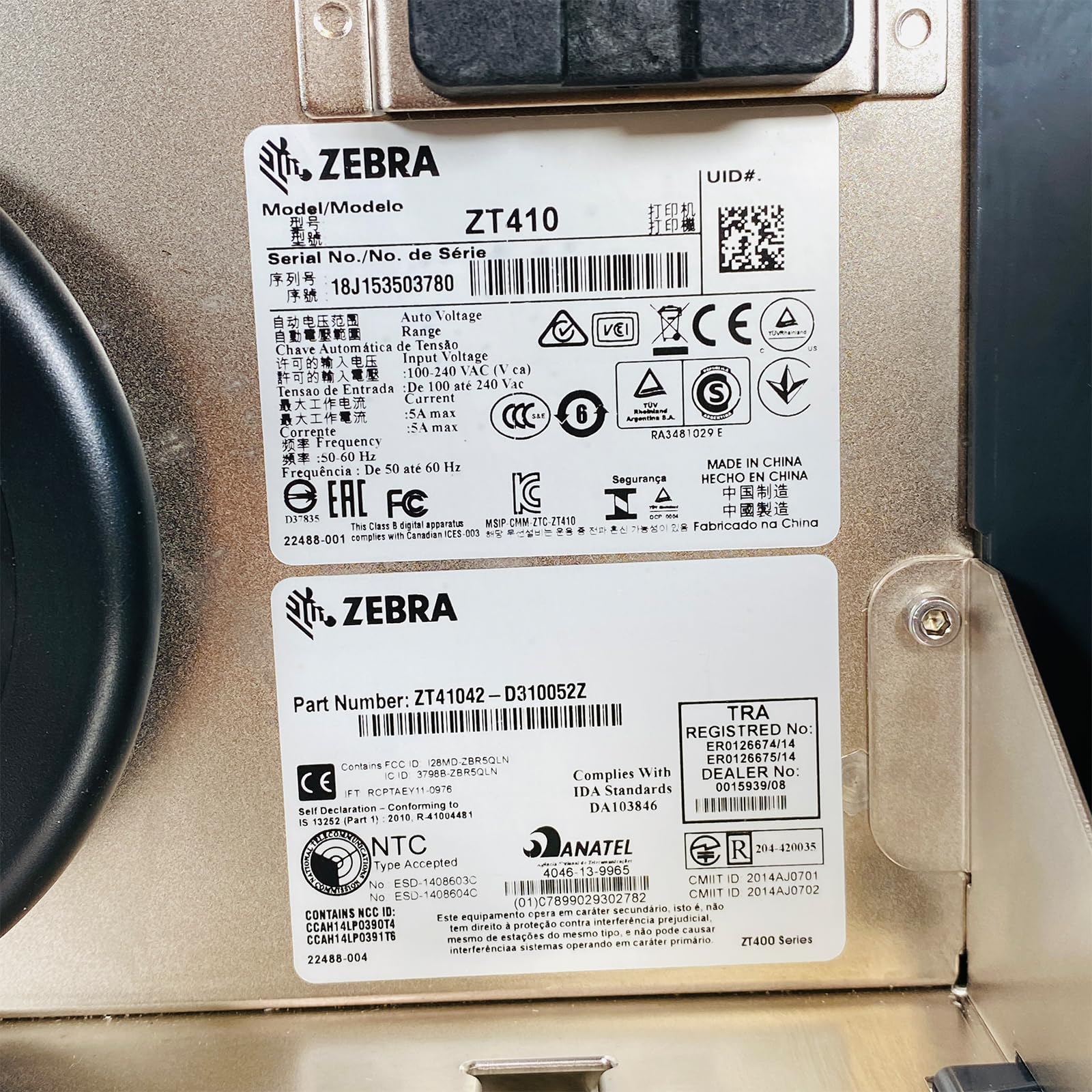 Zebra ZT410 Industrial Direct Thermal Label Printer with Peel & Rewind - LAN, USB, Serial (ZT41042-D310052Z) | Bundle Includes Power Cable | Ideal for Warehouse, Shipping & Logistics Labeling