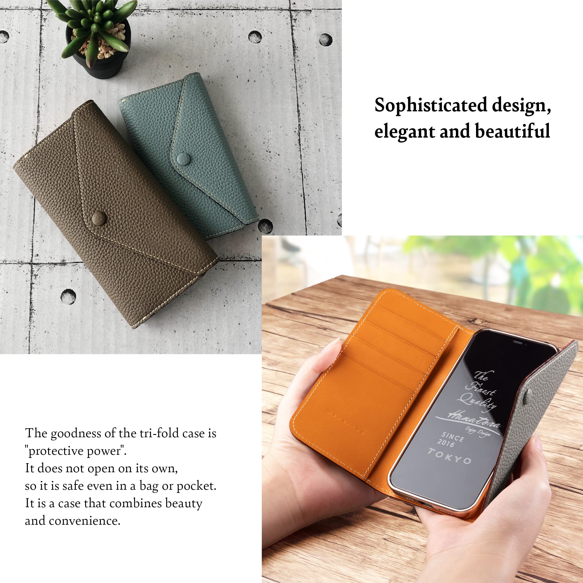 Premium Leather iPhone 12 Pro Max Wallet Case - 3-in-1 Tri-Fold Design with Card Holder & RFID Protection - Slim Luxury Phone Cover for Women & Men (WH-12PROMAX-ICYBLUE) - Perfect for Work, Travel & Everyday Use