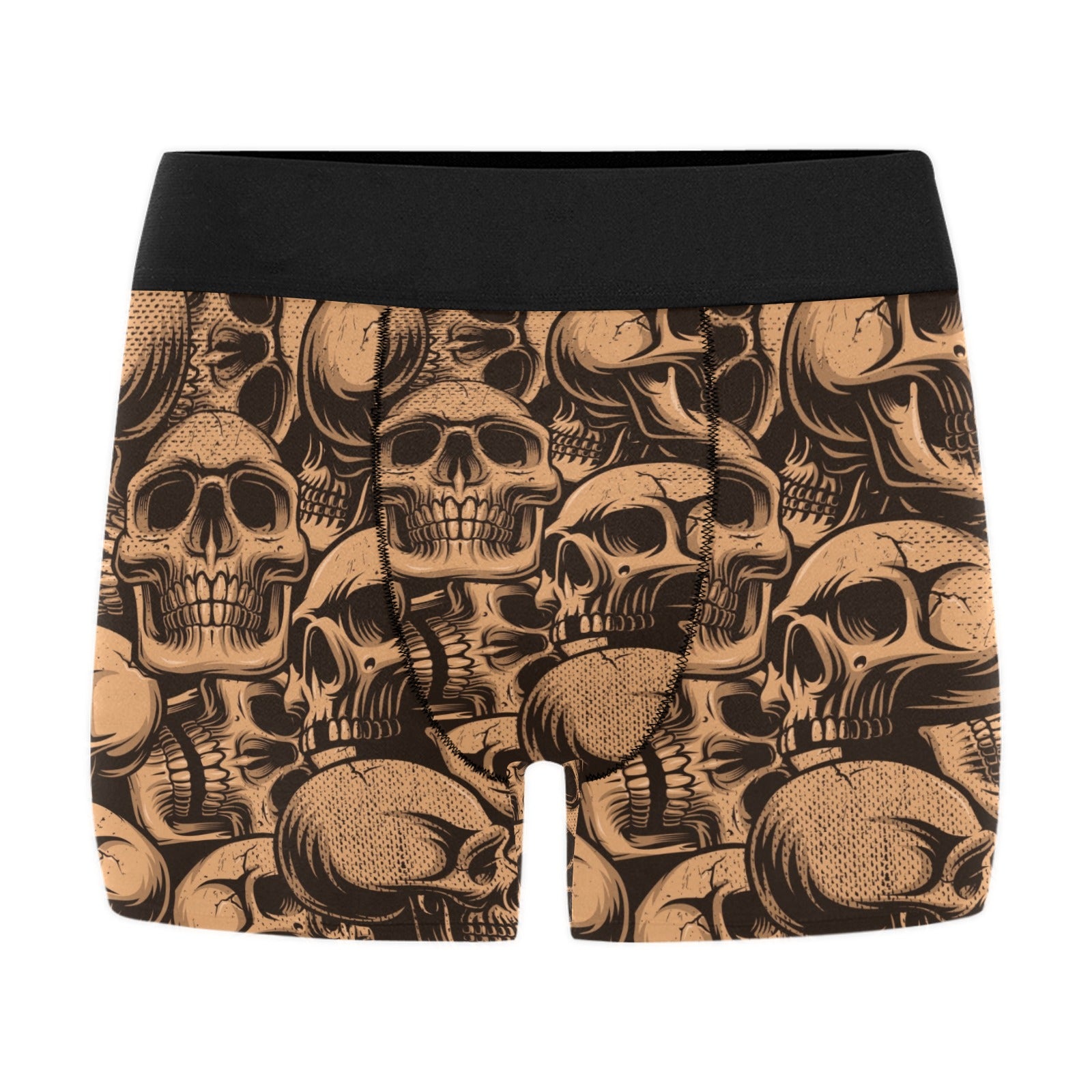 Premium Bronze Skull Print Boxer Briefs for Men - Soft Cotton Underwear with Stretch Fit - Perfect for Gym, Workout & Everyday Comfort
