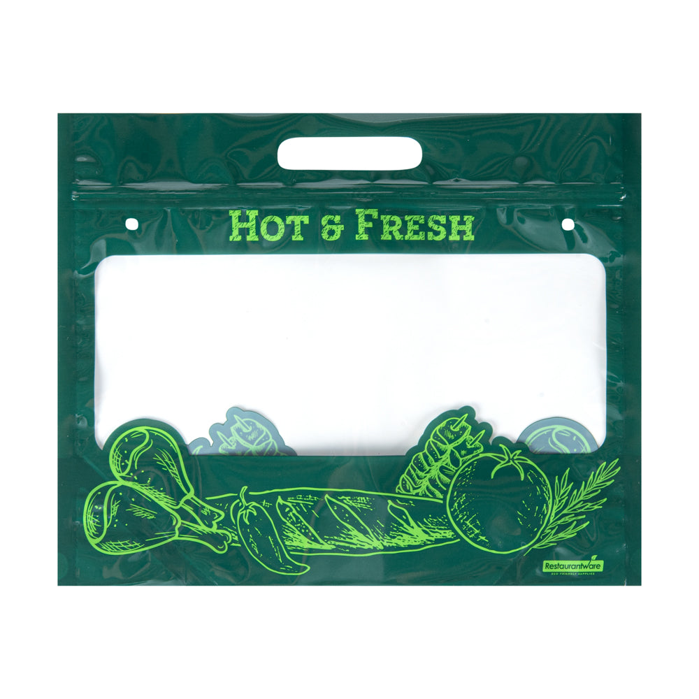 Premium Green Plastic Rotisserie Chicken Bags - Hot Food Storage Bags (12.75