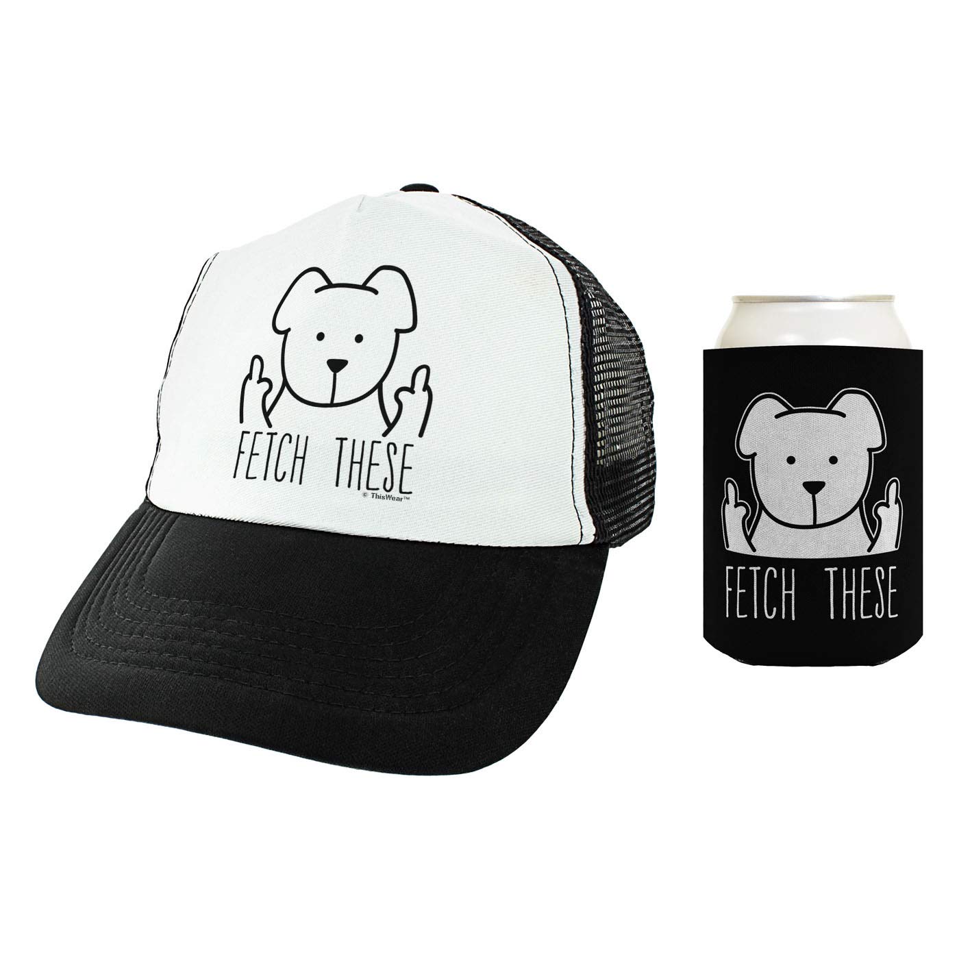 Funny Dog Dad & Mom Gifts - Middle Finger Trucker Hat & Coolie Bundle for Dogs | Perfect for Pet Lovers, Gag Gifts & Dog Birthday Parties