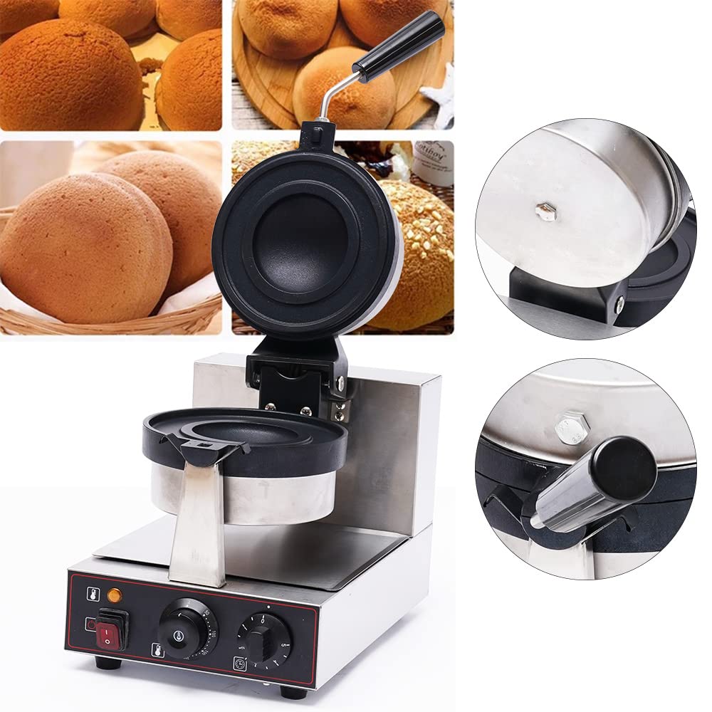 1000W Electric Rotating Burger Waffle Maker - Nonstick Stainless Steel Silver Modern Style - Perfect for Breakfast, Brunch & Party Snacks