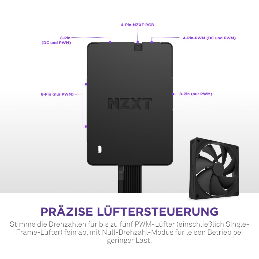 NZXT Control Hub - Digital RGB Lighting & PWM Fan Controller for PC - Manage 5 PWM or 4 NZXT Single-Frame Fans with CAM Software - Perfect for Gaming PC Setup & Custom RGB Lighting