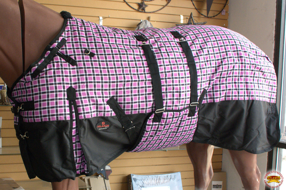 Hilason 1200D Winter Waterproof Turnout Horse Blanket with Belly Wrap - Heavy Duty 66
