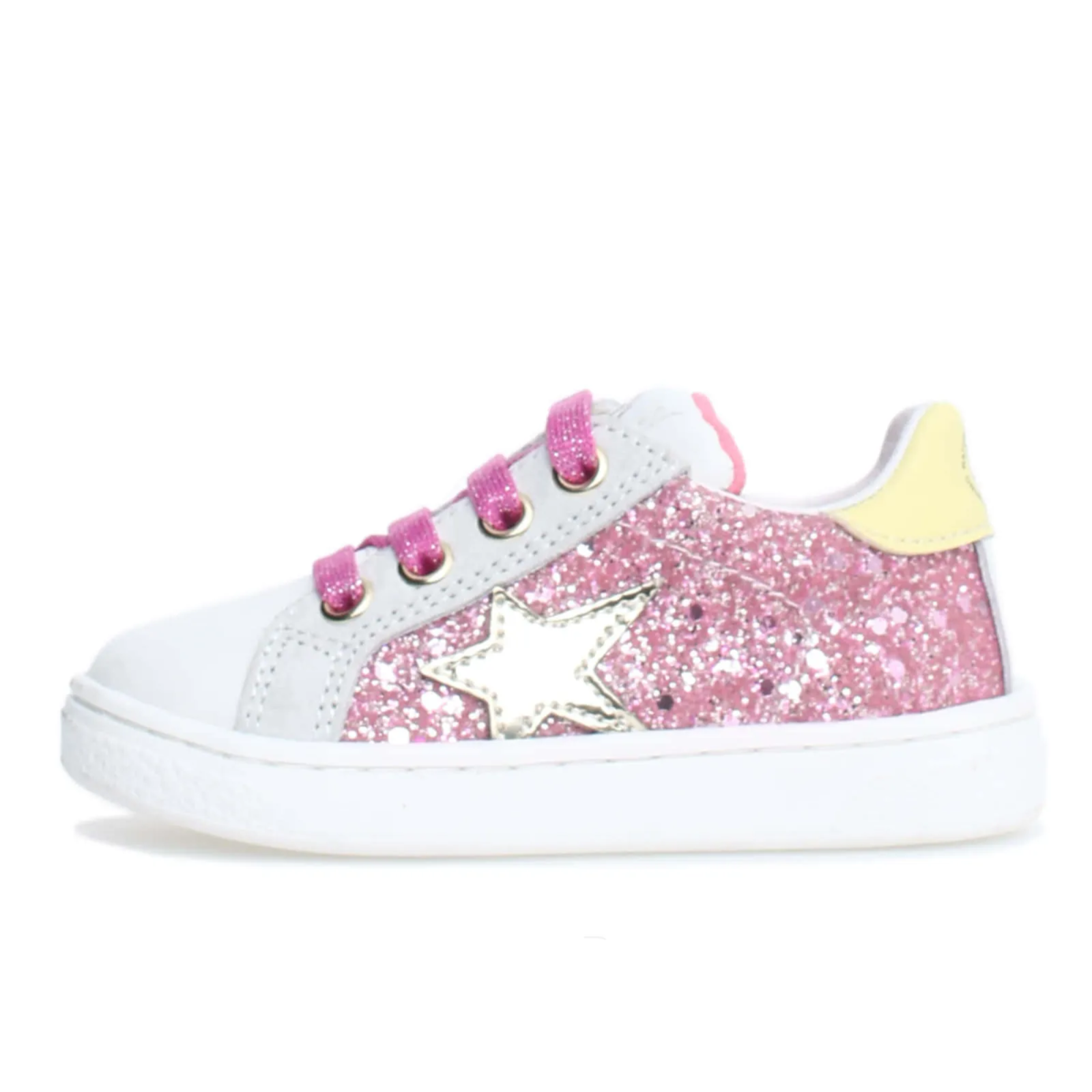 Naturino Girls' Pinn Zip Casual Sneakers - White, Fuchsia & Paglia | Comfortable School Shoes for Everyday Wear & Outdoor Play