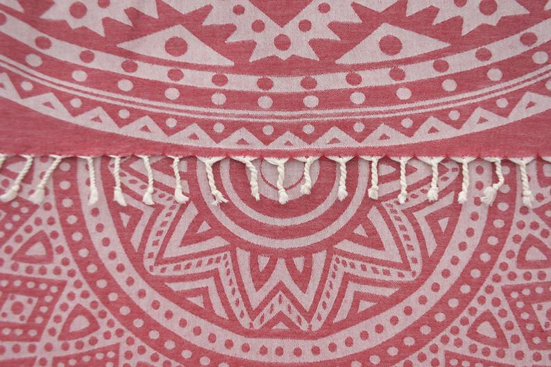 Burgundy Mandala 100% Cotton Bath Towel - Soft & Absorbent for Spa, Yoga, and Beach Use
