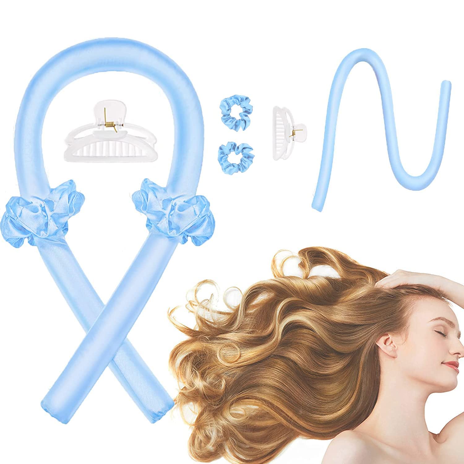 WENGONVILA Heatless Hair Curler Set - Silk Ribbon No Heat Curling Rod Headband for Long Hair, Soft Sleeping Hair Rollers DIY Styling Tools | Perfect for Overnight Curls & Damage-Free Hairstyles