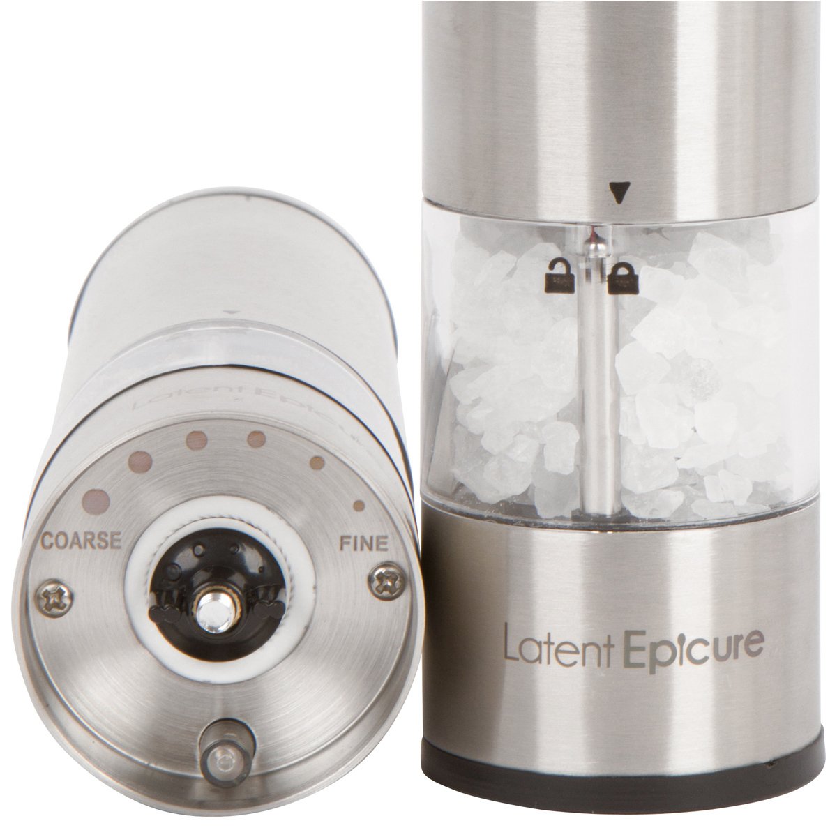 Premium Electric Salt and Pepper Grinder Set (2-Pack) - Rechargeable Stainless Steel Battery-Operated Mills with LED Light - Adjustable Ceramic Grinders for One-Hand Use - Perfect for Kitchen, Dining Table & Outdoor BBQ