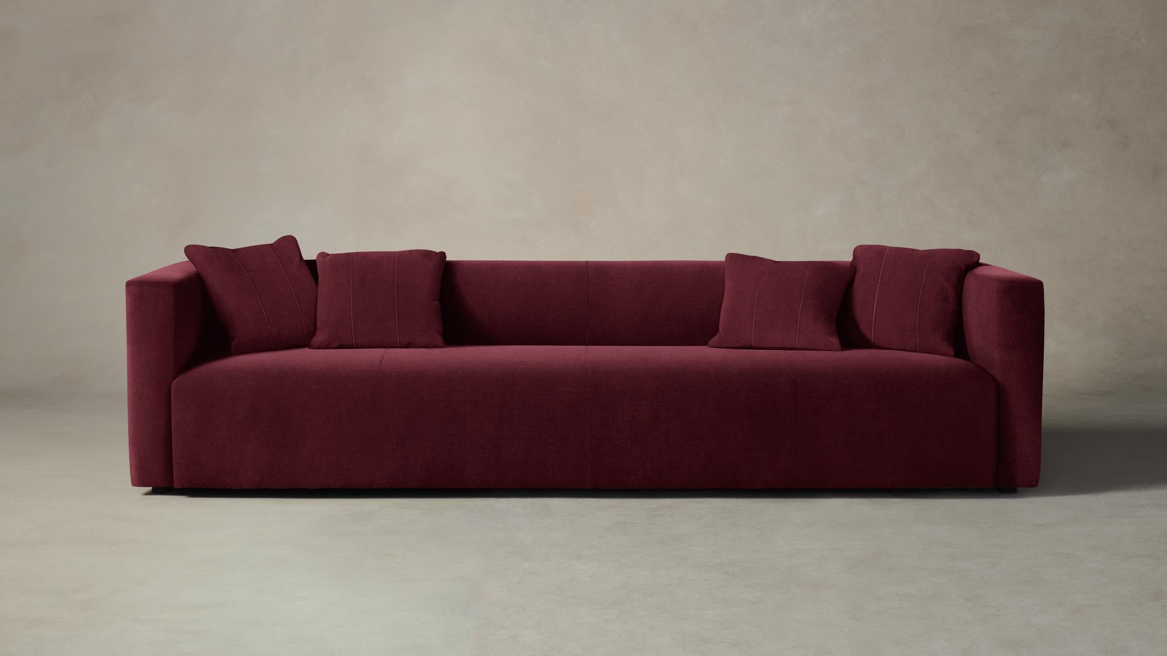 Breuer Sofa - Luxurious Performance Velvet in Merlot Red | Perfect for Living Room, Lounge & Modern Home Decor