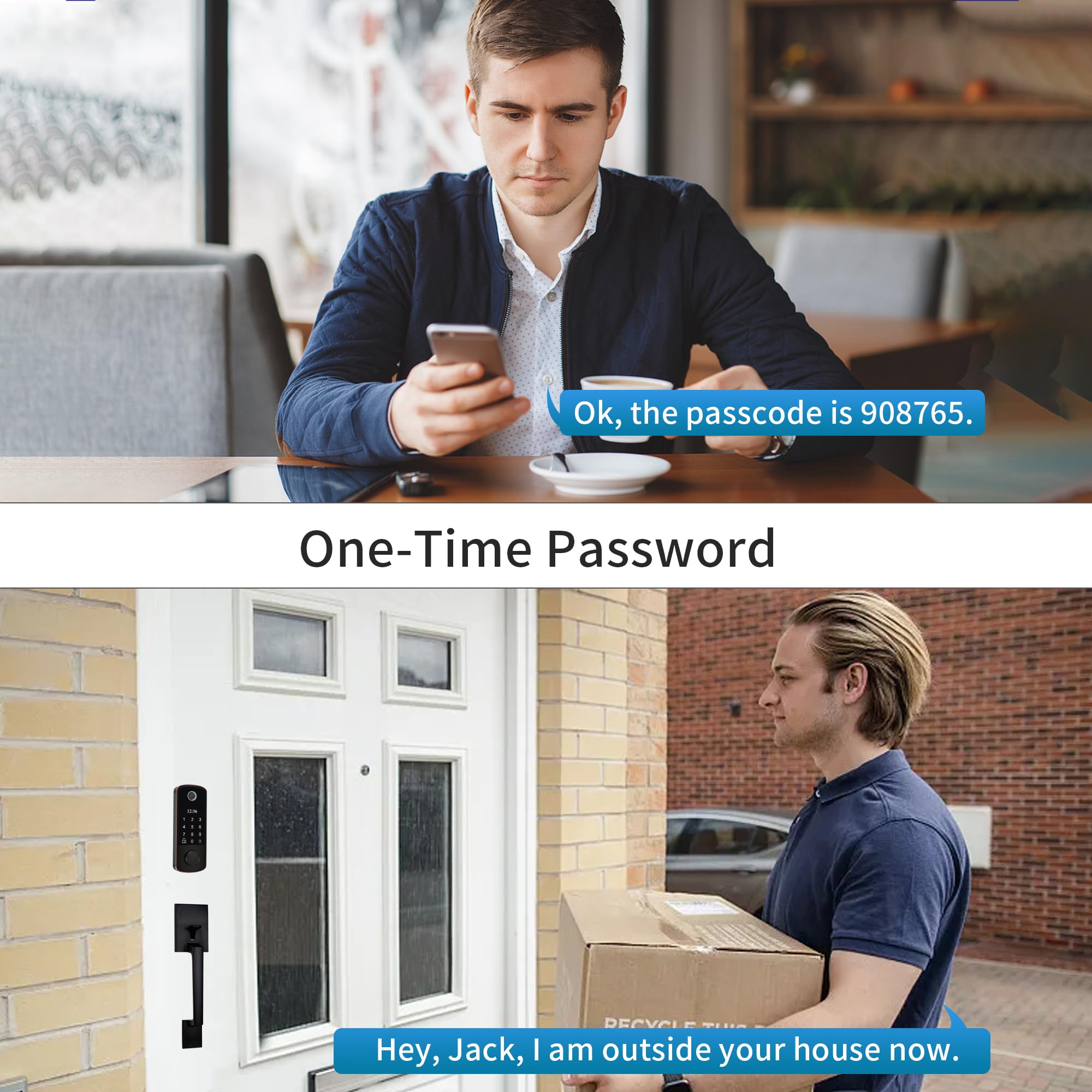BEBASIA Smart Lock - Fingerprint Door Lock with Keypad, Keyless Entry & Auto Lock, Supports 300+ Users (Aged Bronze) - Perfect for Homes, Apartments & Offices