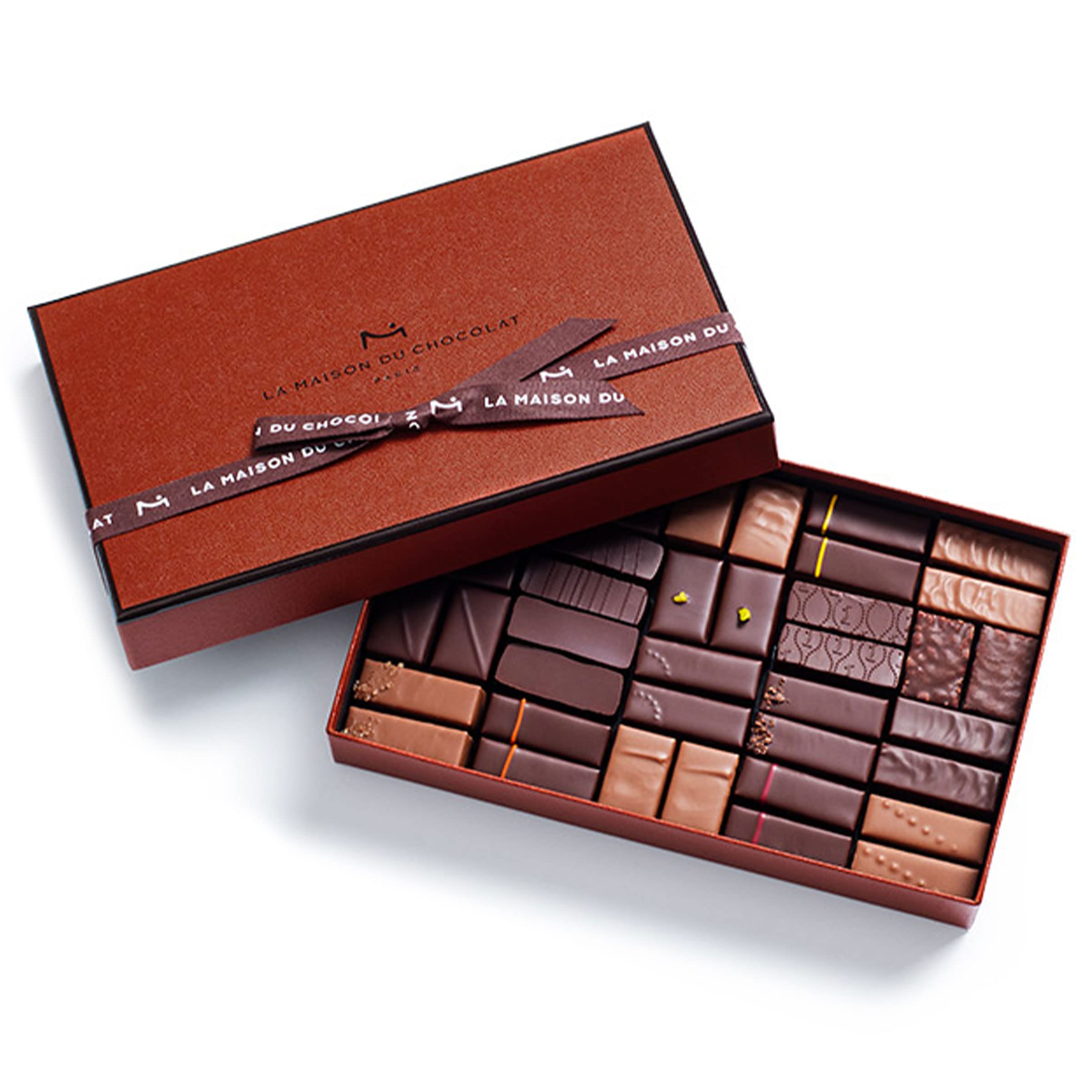 La Maison Du Chocolat Premium Dark & Milk Chocolate Gift Box - 40pc Gourmet French Chocolates for Holidays, Gifts & Special Occasions