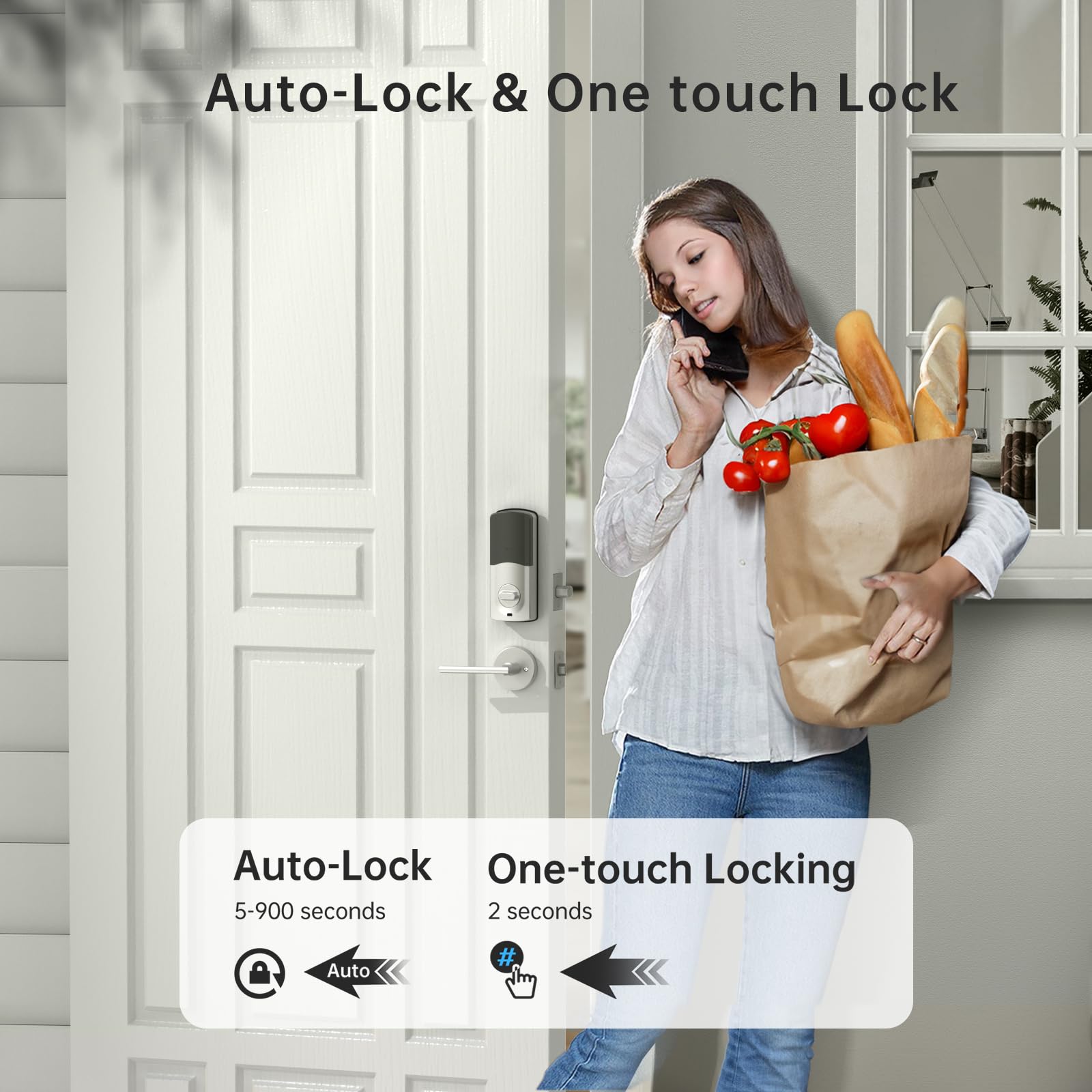 SMONET Smart Deadbolt - Fingerprint & Keypad Electronic Door Lock with Bluetooth, Keyless Entry & App Control - Secure Your Home with Ekeys Sharing - Perfect for Apartments, Vacation Homes & Smart Home Integration