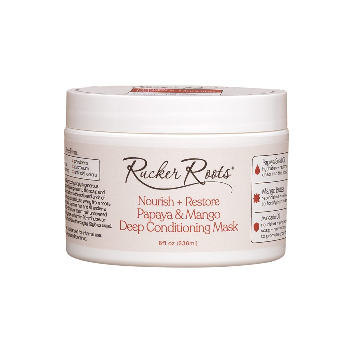 Rucker Roots Nourish & Restore Hair Mask with Papaya & Mango - Deep Conditioning Treatment for Natural Hair - Perfect for Wash Day & Mother's Day Gift Set