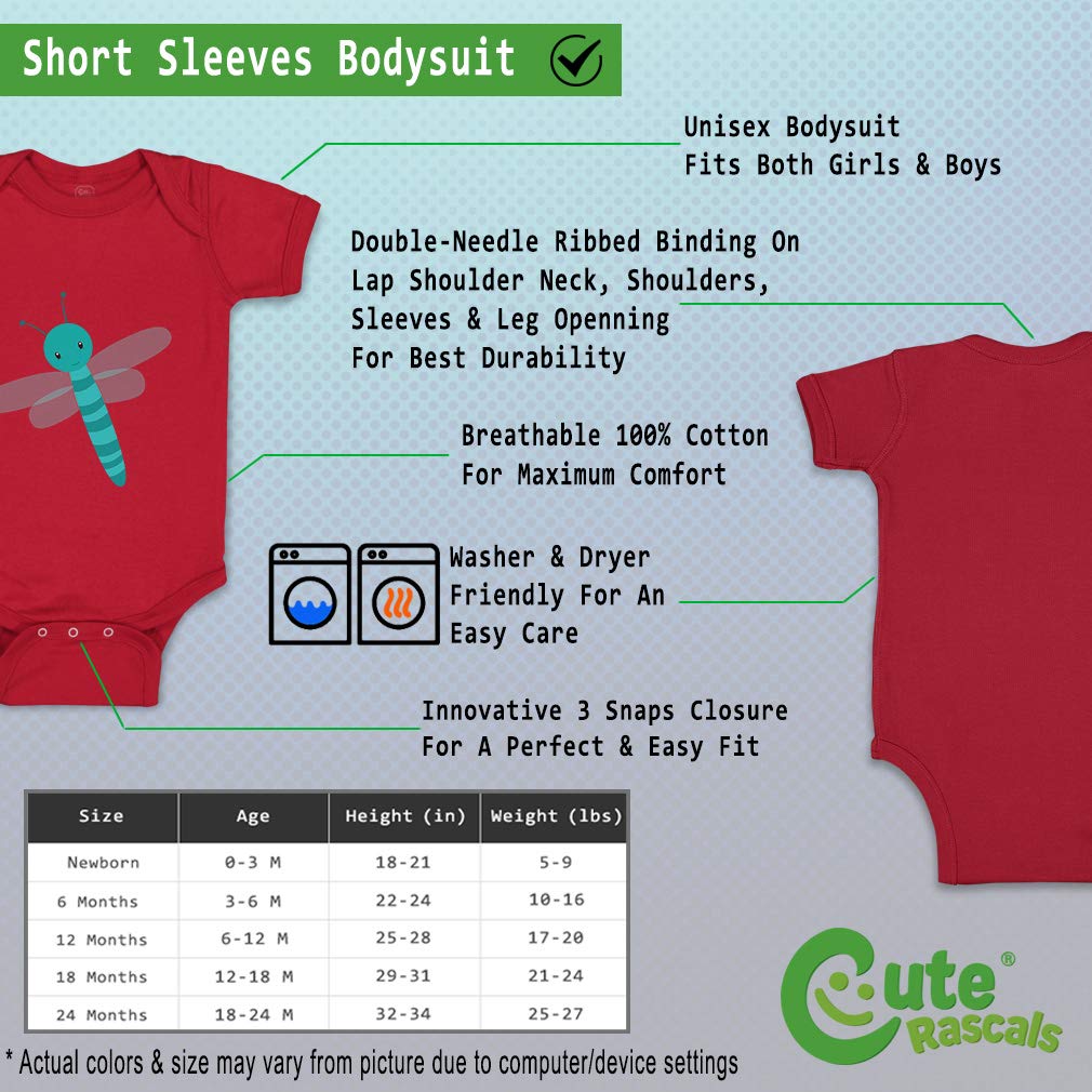 Custom Personalized Baby Bodysuit for Boys & Girls - Cute Dragonfly Design - 100% Cotton Soft Baby Clothes - Perfect for Newborn Gifts, Photo Shoots & Everyday Wear