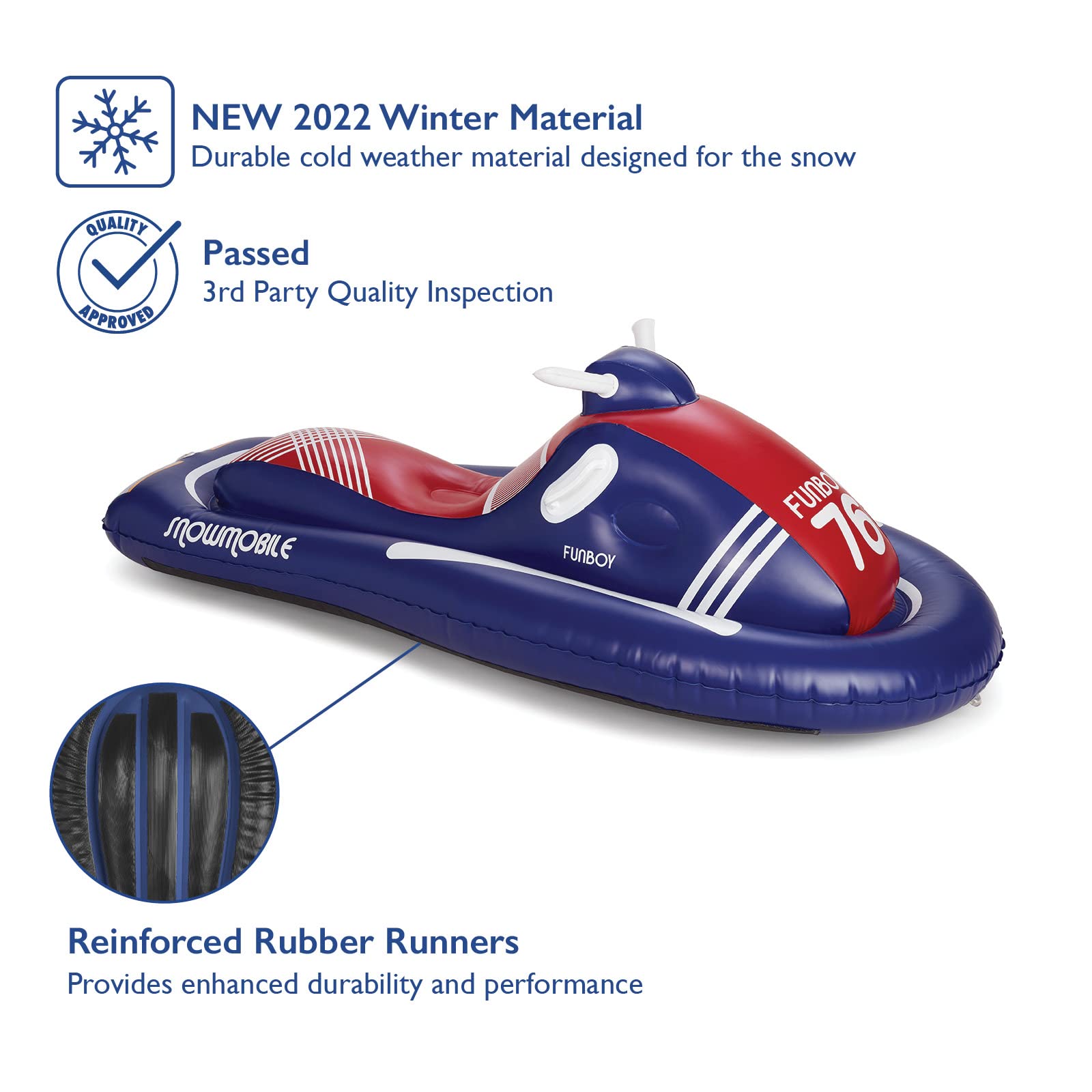 FUNBOY Inflatable Snowmobile for Winter Fun - Retro Style 2-Pack Set | Perfect for Backyard Snow Play, Kids Winter Activities & Holiday Parties
