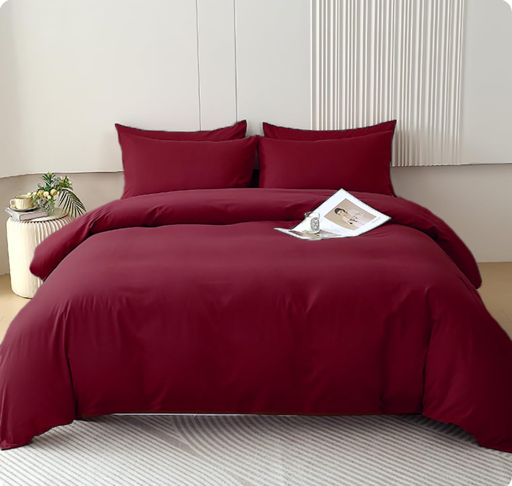 Houseri Burgundy Comforter Set - Twin Size Wine Red Bedding Set for Kids | Soft Quilt Blanket for Toddler Girls & Boys | Noble Bordeaux Red Comforter | Perfect for Nursery, Bedroom & Sleepovers