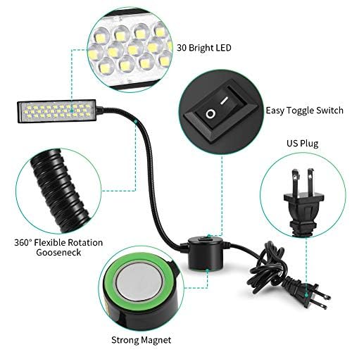 EECOO 30 LED Magnetic Desk Lamp with Adjustable Base & Flexible Gooseneck - Bright Work Light for Sewing Machine, Tool Bench, Crafting & Office Tasks (Perfect for DIY, Reading & Detailed Work)