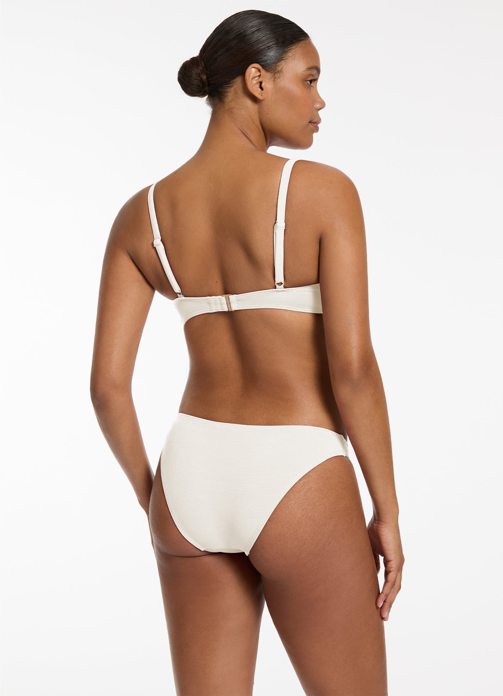 Isla Rib Hipster Bikini Bottom - Cream Color High Waisted Swimwear for Women | Perfect for Beach Vacations, Pool Parties & Summer Getaways