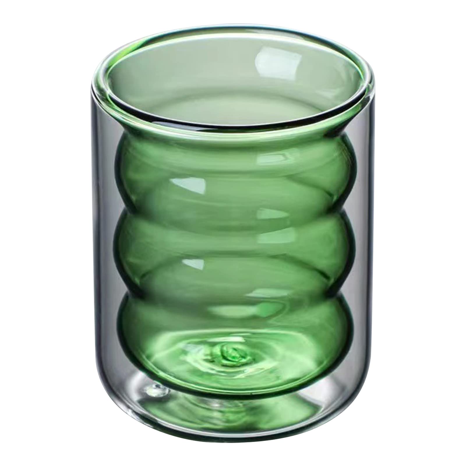 Peyan 10oz Double Wall Insulated Glass Cups - Colorful Ripple Whiskey Wine Beer Tumbler for Cocktails, Iced Coffee & Party Drinks | Shatterproof Clear Drinking Glasses for Home Bar, Office & Outdoor Use