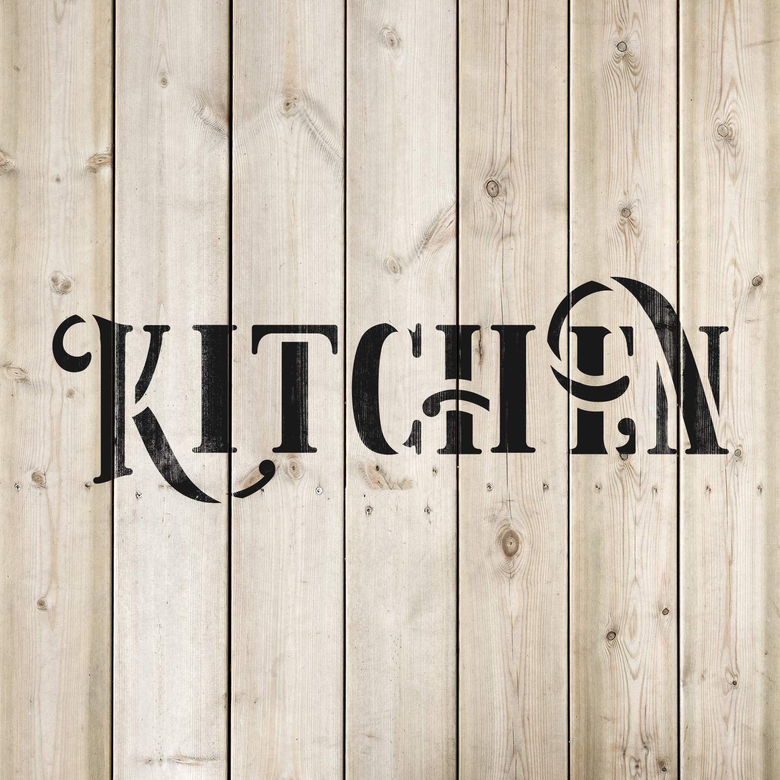 Rustic Kitchen Stencils for Walls & Cabinets - Handmade Wooden Stencils for DIY Home Decor, Farmhouse Style Painting Templates (Perfect for Coffee Mugs, Wood Signs, and Furniture Upcycling)