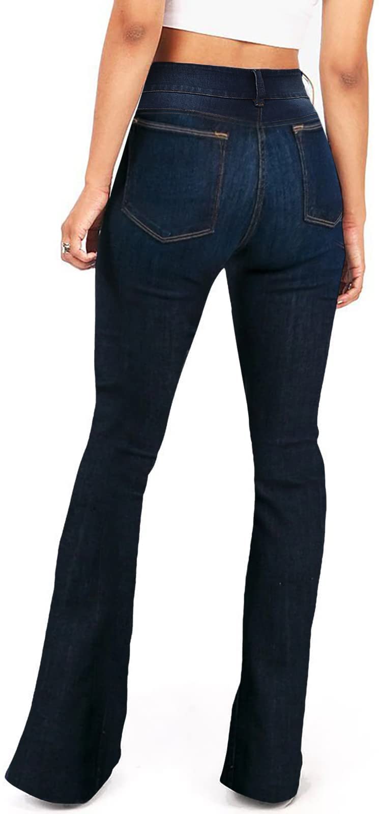 BISUAL Women's High Waisted Wide Leg Flare Jeans - Stretchy Slimming Denim Pants for Casual & Office Wear