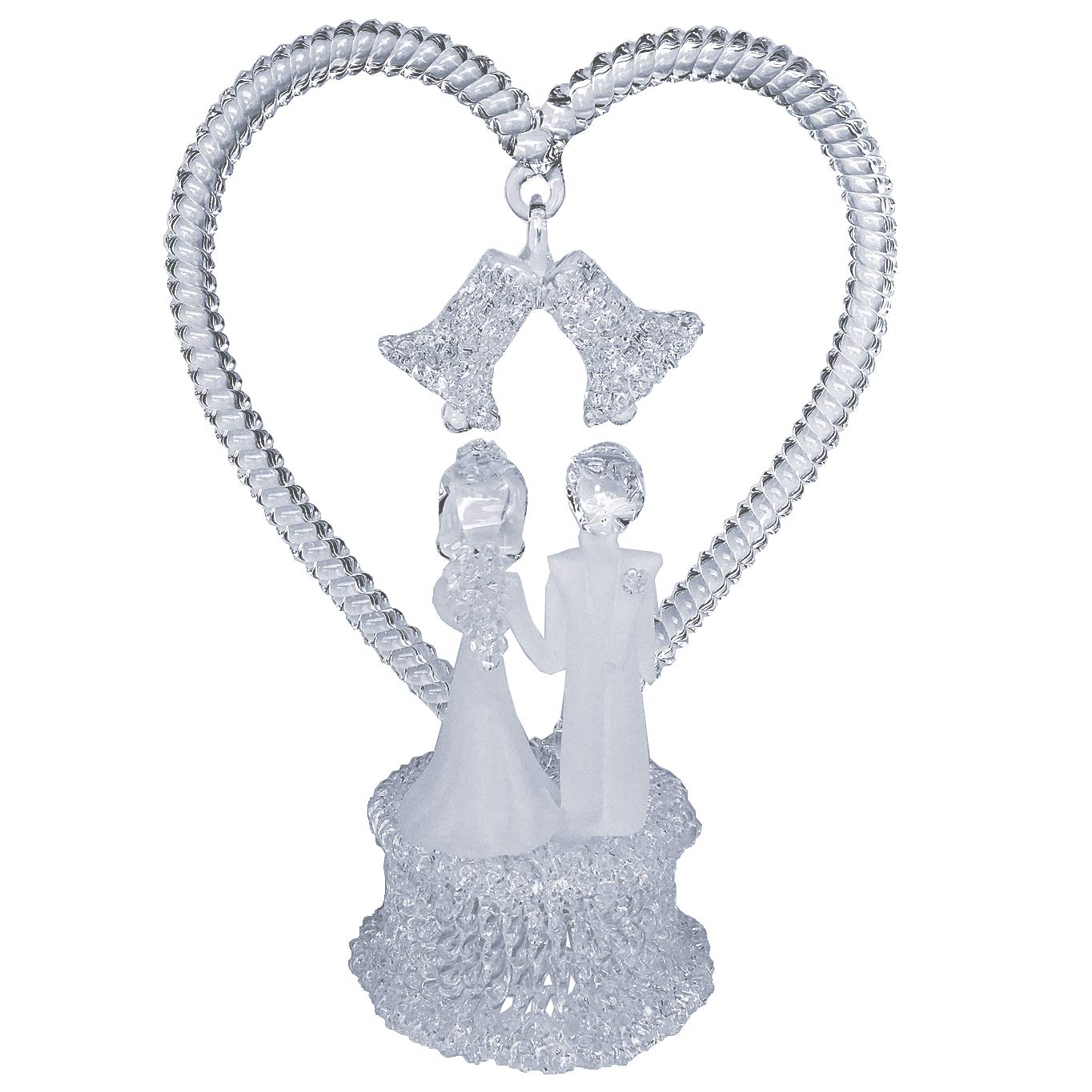 Hand Blown Glass Bride and Groom Wedding Cake Topper - Elegant Figurine for Wedding Cakes, Anniversary Cakes & Special Occasions