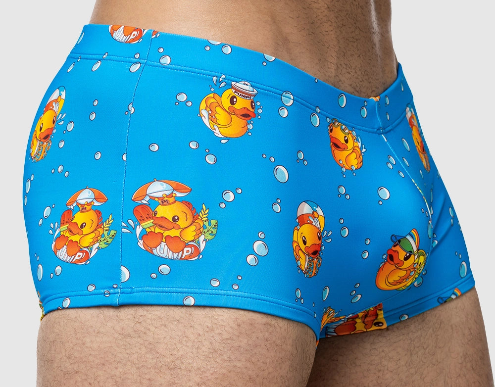 PUMP! Water Cheeky Swim Boxer Ducky Blue - Quick-Dry Men's Swim Trunks for Beach, Pool & Summer Water Activities