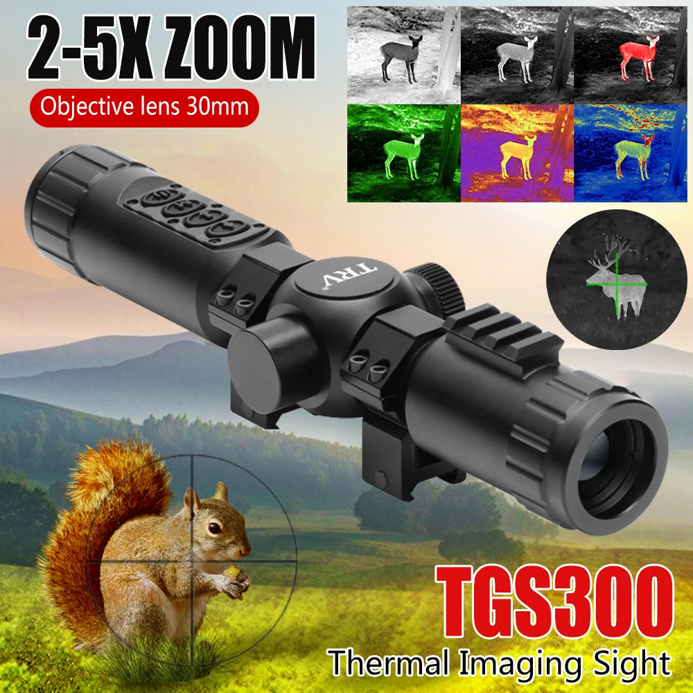 Tactical TGS300 2.5X Thermal Imaging Scope - Night Vision Rifle Scope for Hunting, Air Gun & Pistol - Fits 11/20mm Rails - Perfect for Low Light Hunting, Home Defense & Tactical Shooting