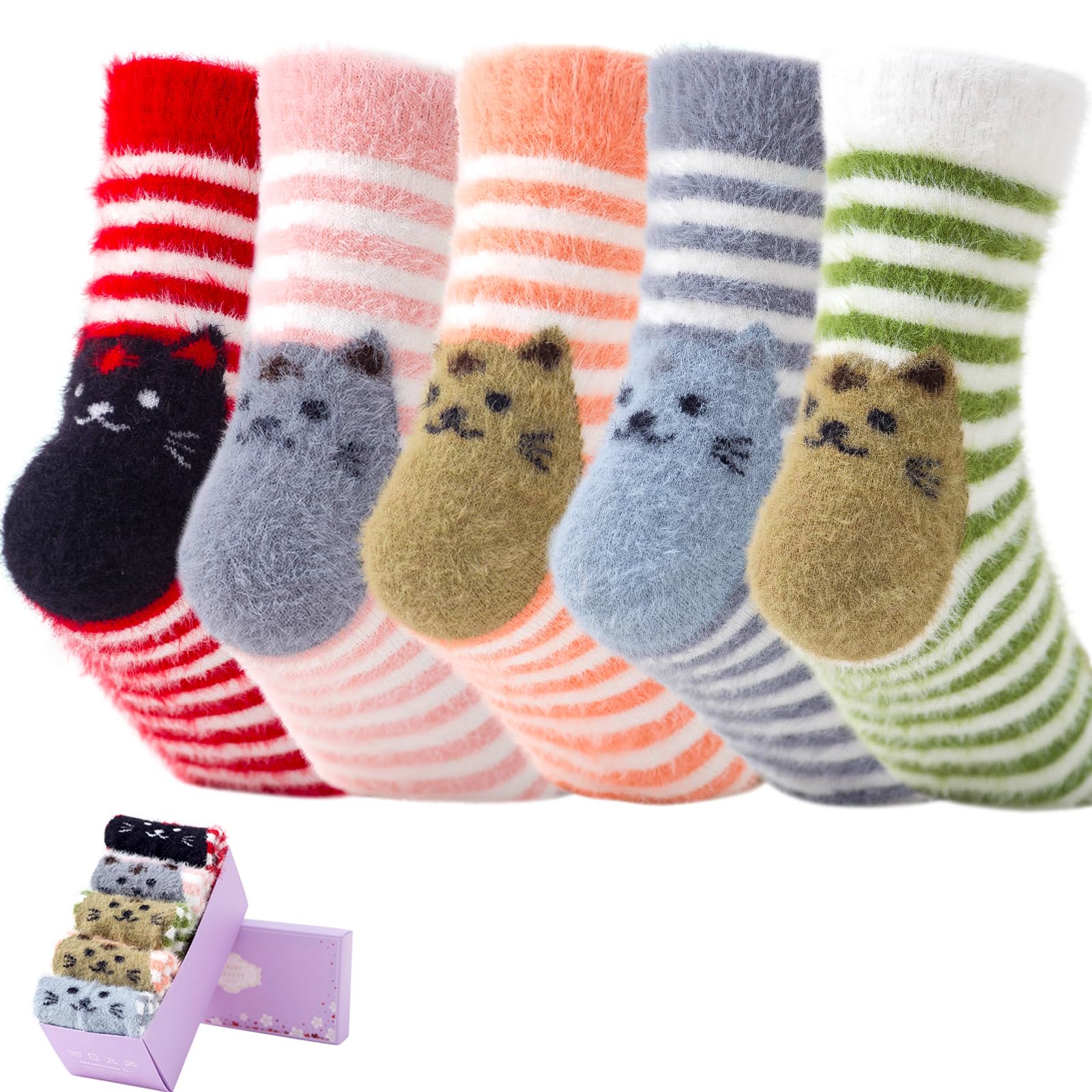 Warm Fuzzy Socks for Women - Cozy Fluffy Winter Socks with Cute Cat Design | Perfect Gift for Women & Girls | Ideal for Home, Office & Cold Weather Comfort