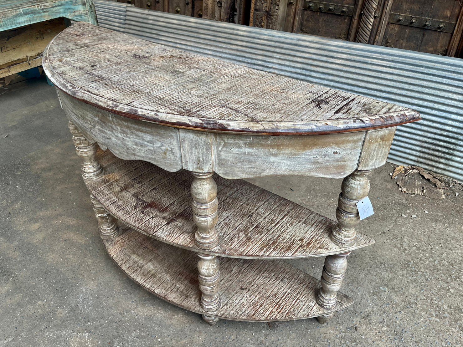 French Arched Hand Carved Solid Wood Console Table - Rustic White Entryway Hall Table for Farmhouse Decor | Perfect for Foyer, Living Room & Dining Room