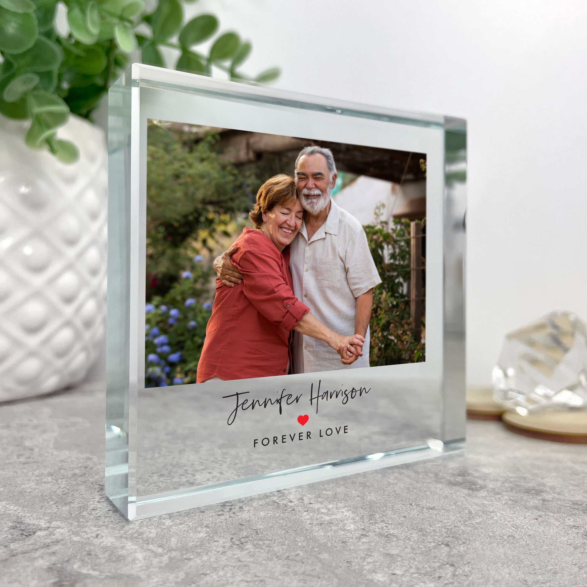 Personalized Photo & Custom Message Red Heart Crystal Token - Perfect for Anniversaries, Weddings & Romantic Gifts