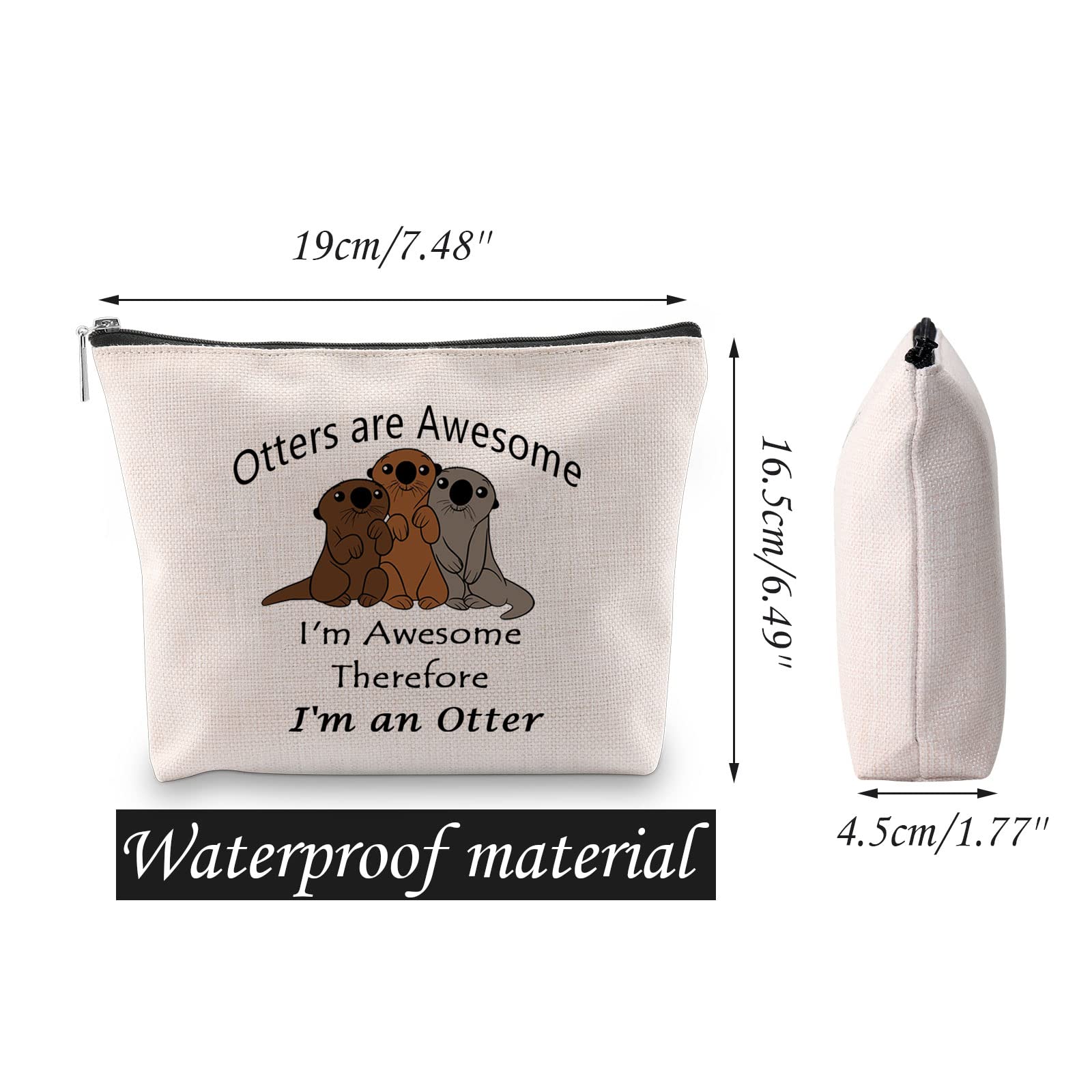 Funny Otter Cosmetic Bag - Cute Otter Lover Gift with Zipper for Makeup & Travel | Otters Are Awesome Design - Perfect for Daily Use, Beach Trips & Gifts